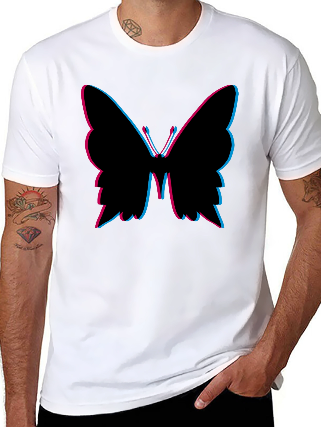 Black Butterfly Graphic Tee - Fashionable Black T-Shirt view 8