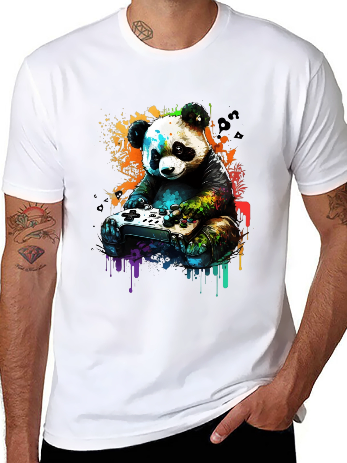 Black Gamer Panda Graphic Tee - Unique Design, Comfortable Fit view 8
