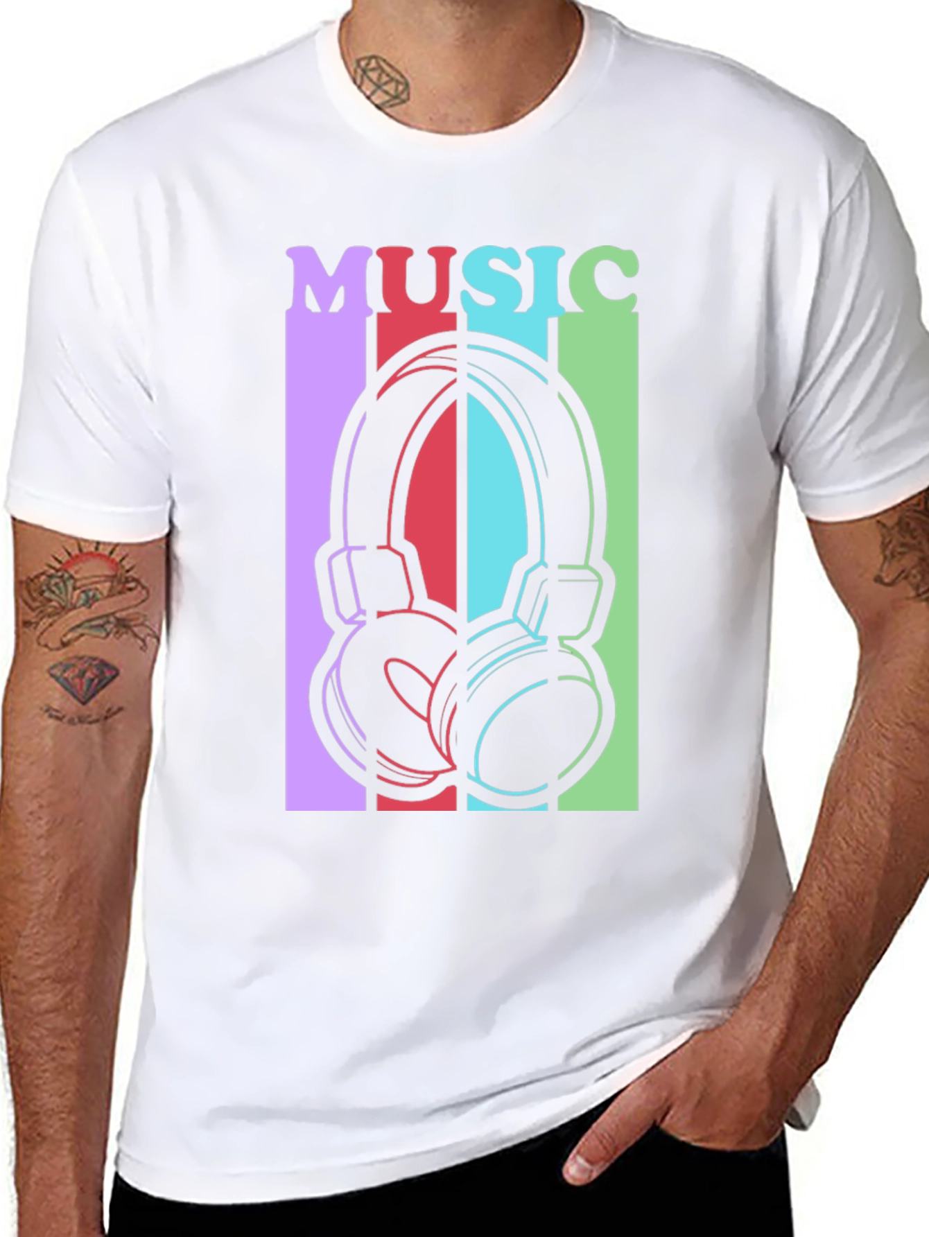 Black Music Headphones Graphic Tee - Stylish Unisex T-Shirt view 8