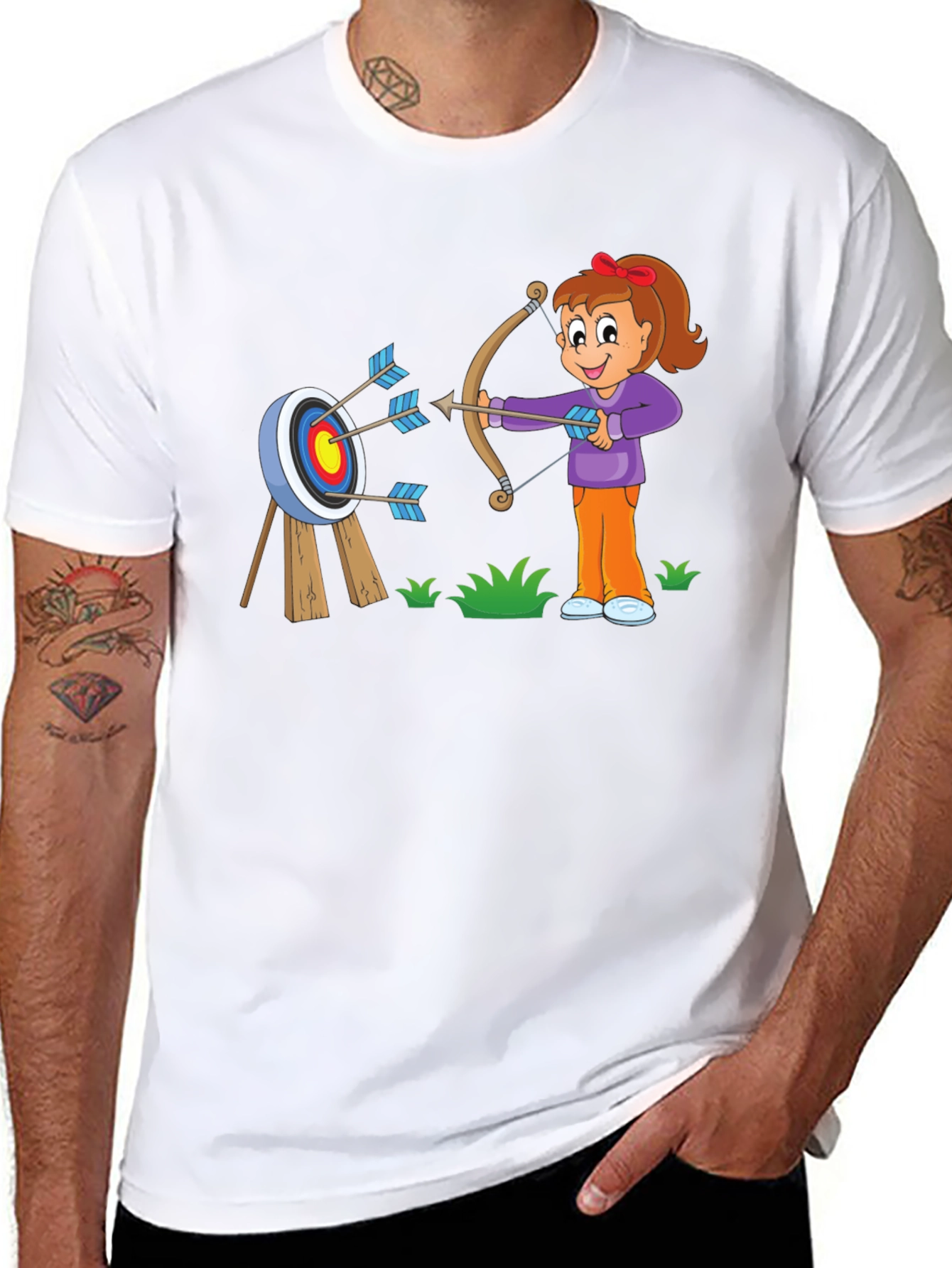 Black Archery Cartoon T-Shirt view 8