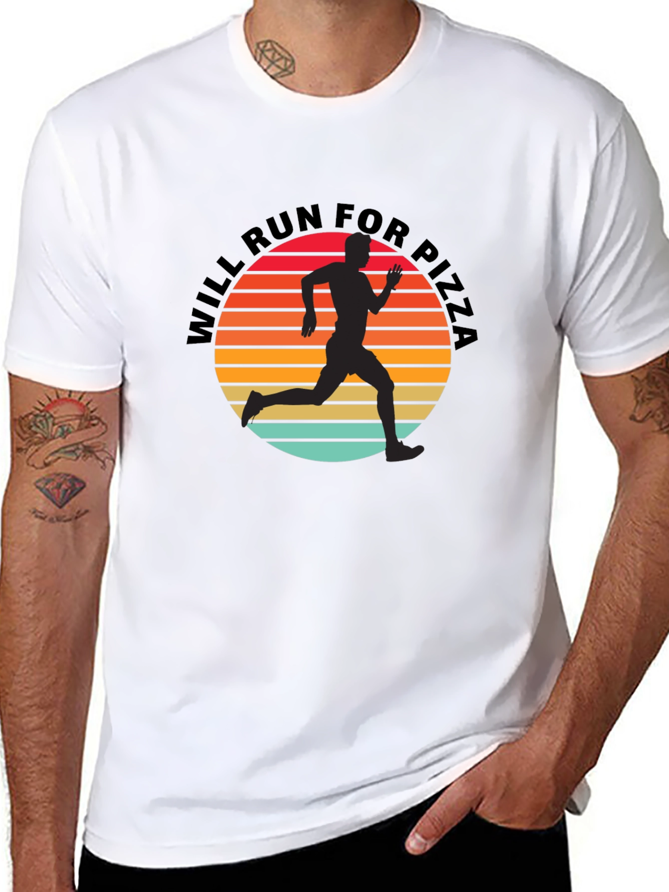 Black Will Run for Pizza Graphic Tee - Black view 8