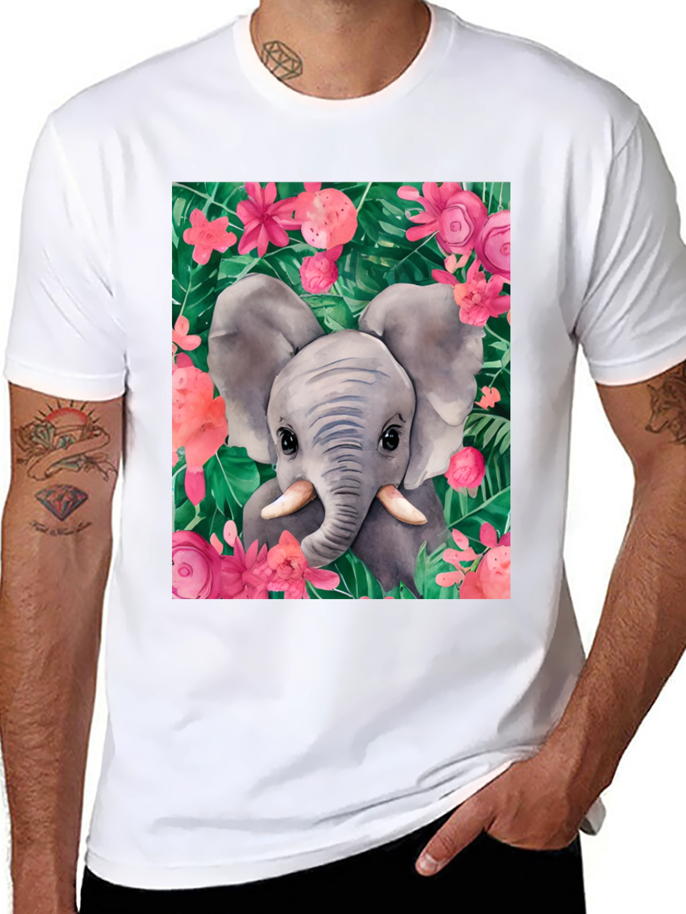 Black Elephant Floral Graphic Tee view 8