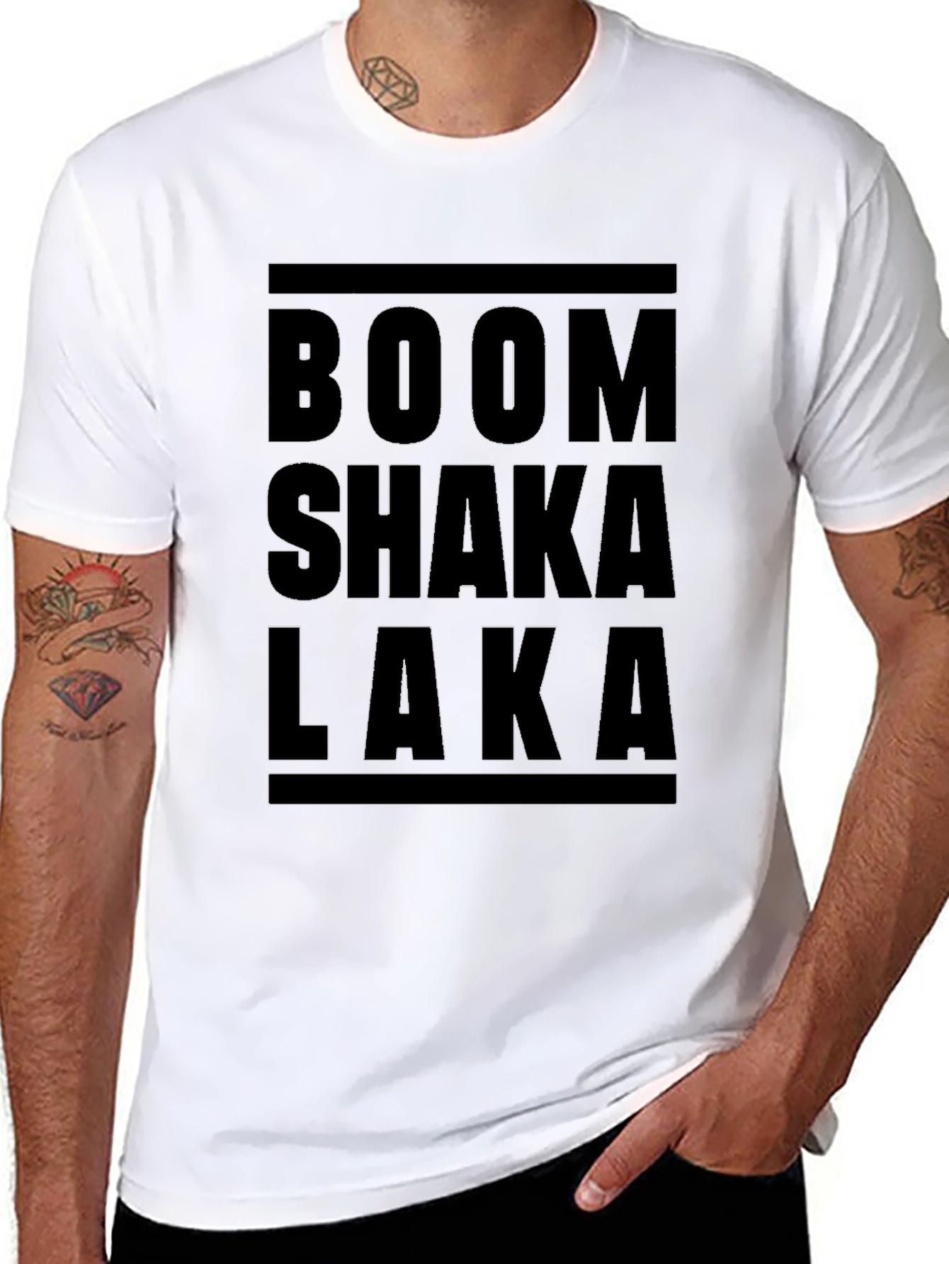 Black Boom Shaka Laka Graphic Tee - Black Casual T-Shirt view 8