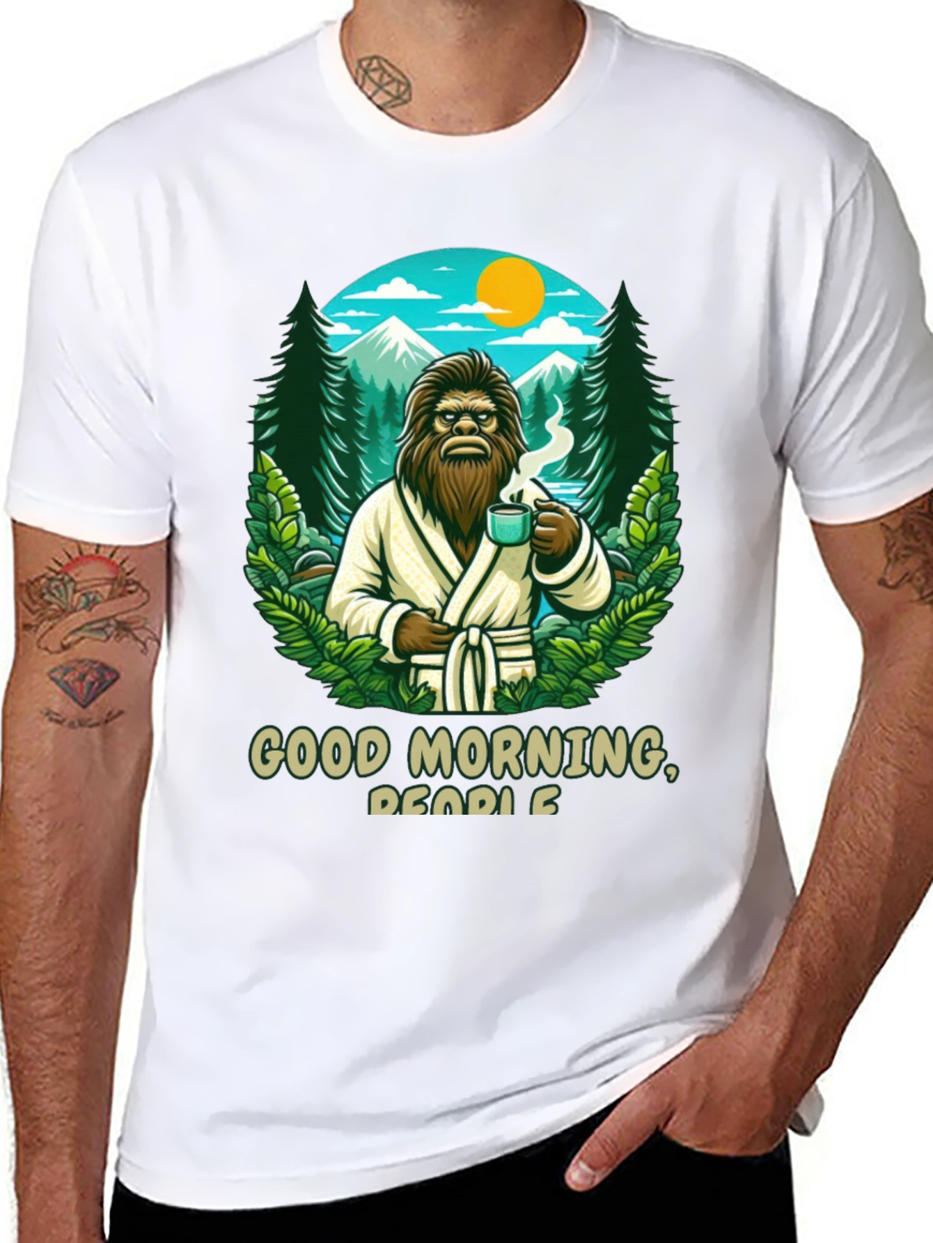 Black Good Morning Bigfoot Graphic Tee view 8