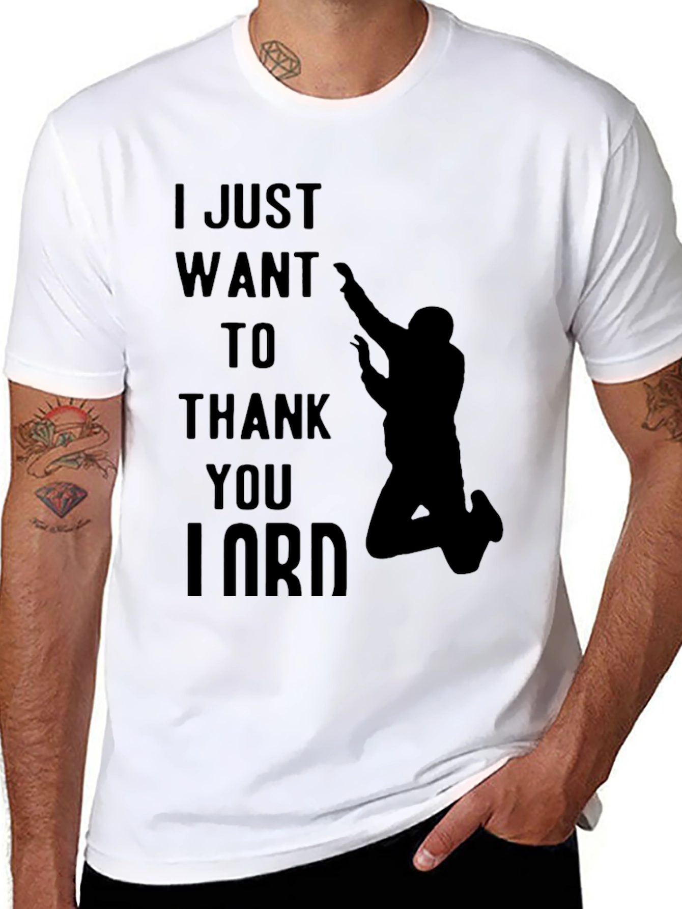 Black Thank You Lord Black Graphic T-Shirt view 8
