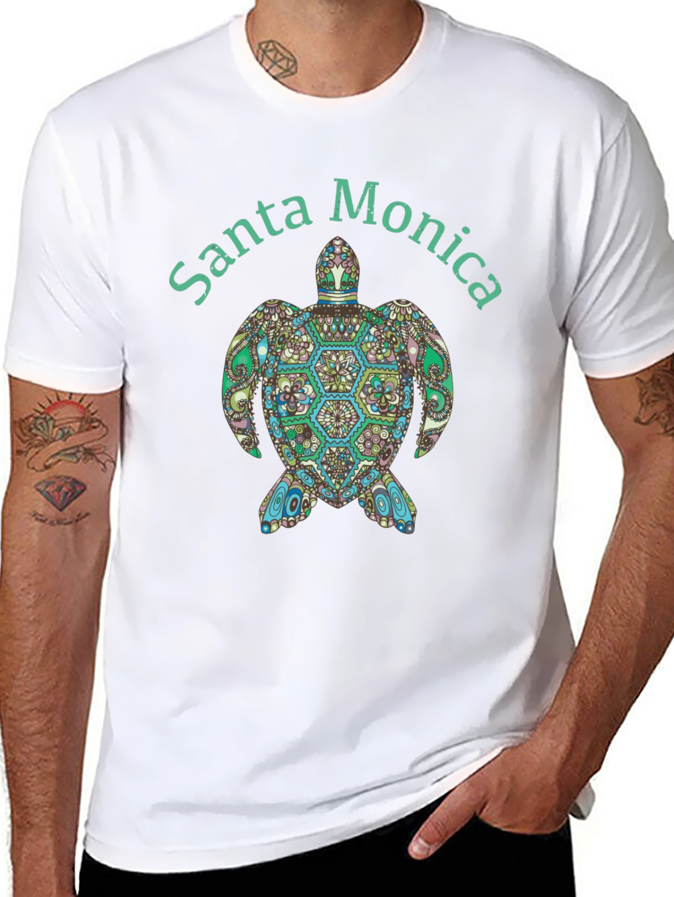 Black Santa Monica Turtle Graphic Tee - Black view 8