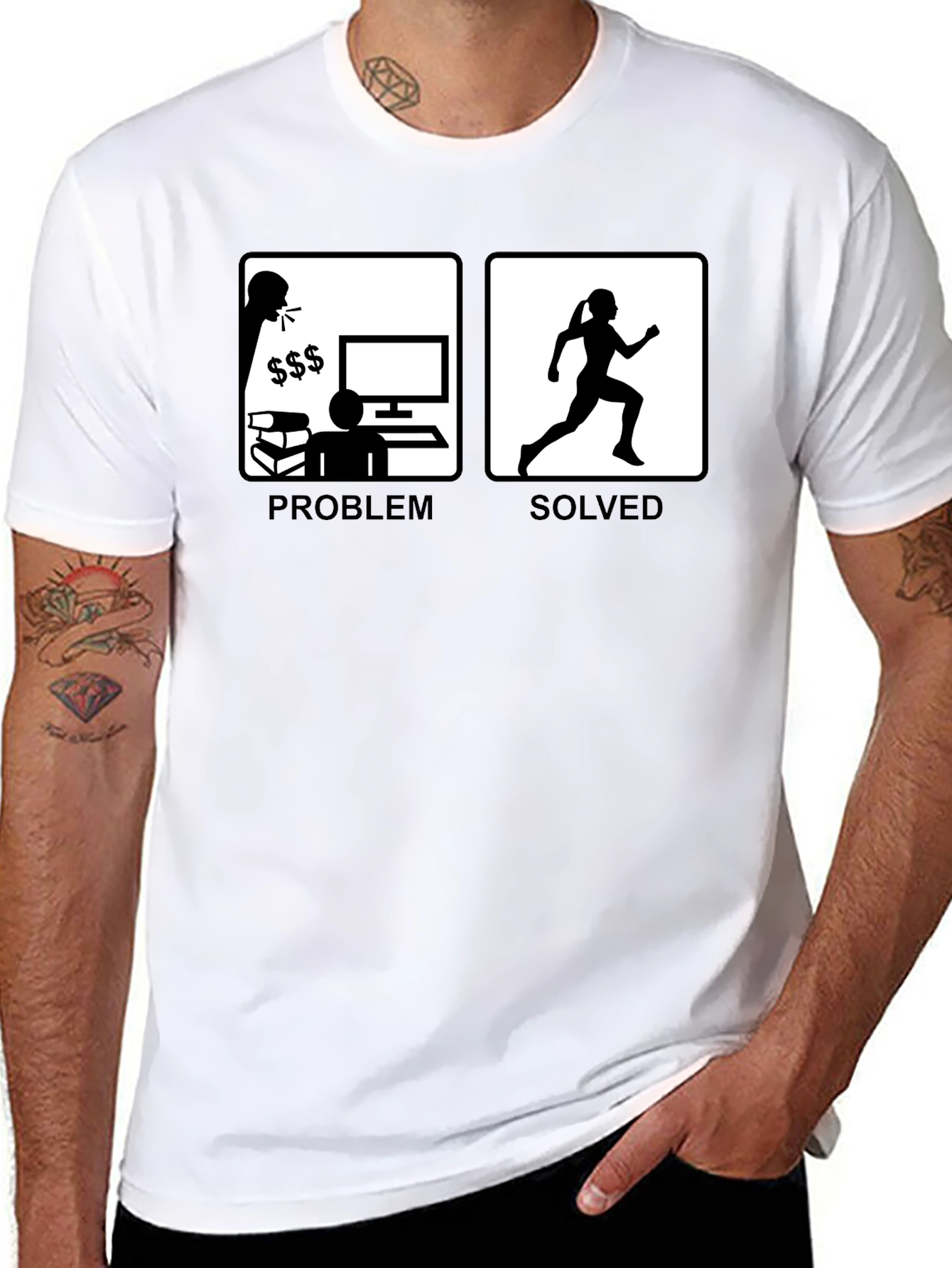 Black Problem Solved Running T-Shirt view 8