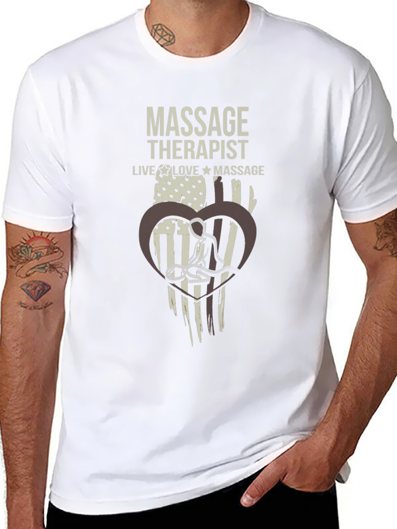 Black Massage Therapist T-Shirt: Live, Love, Massage view 8