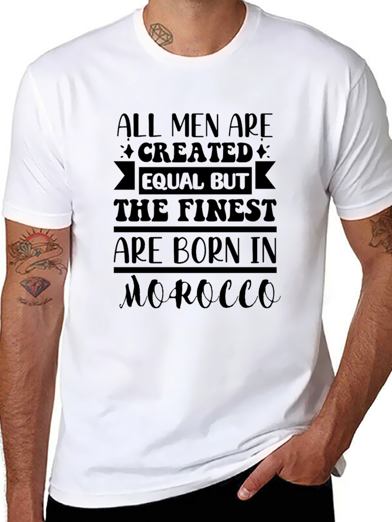Black Finest Born in Morocco Graphic Tee - Soft Cotton view 8
