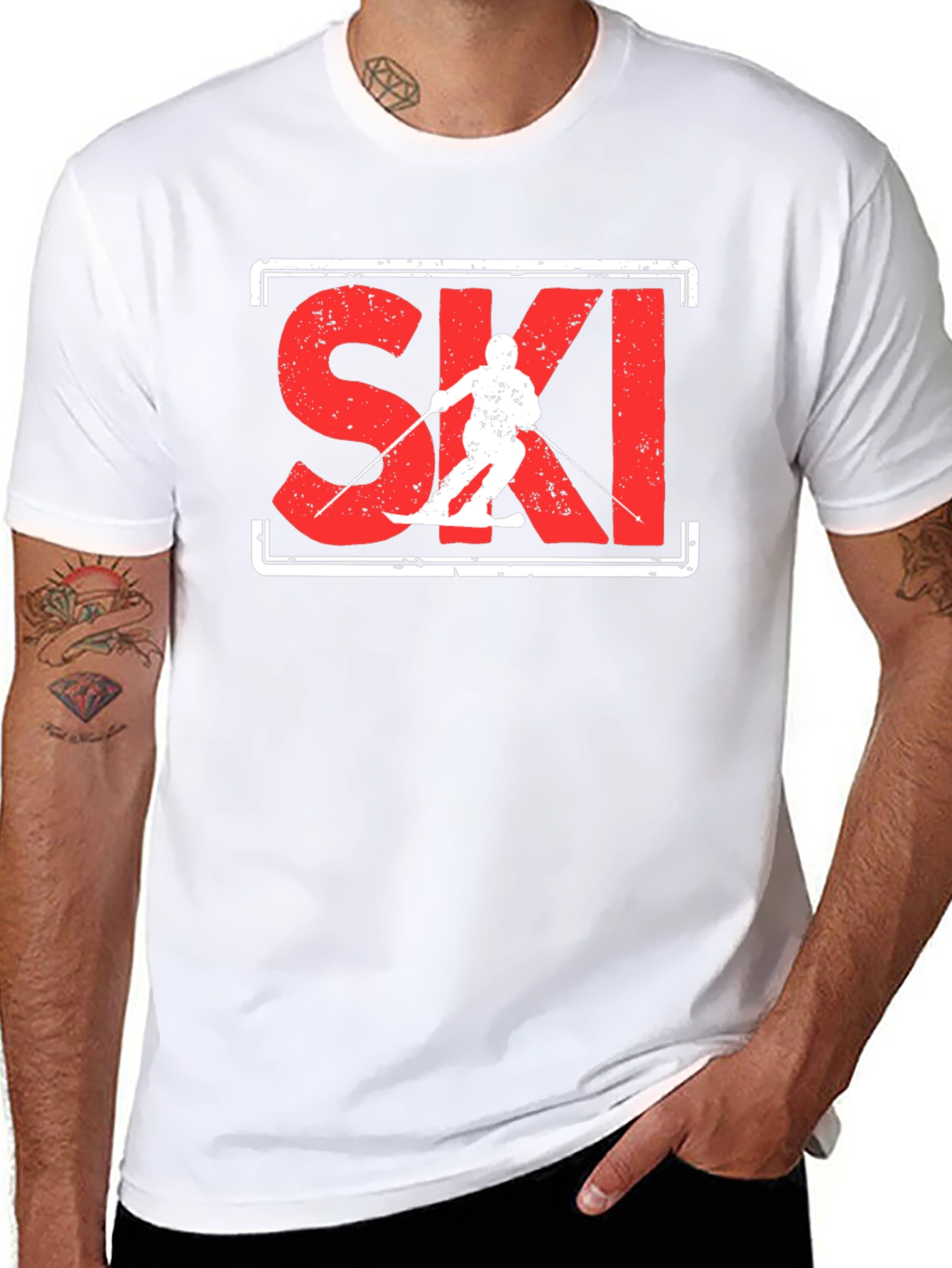 SKI Graphic Tee - Black Cotton Blend - 8