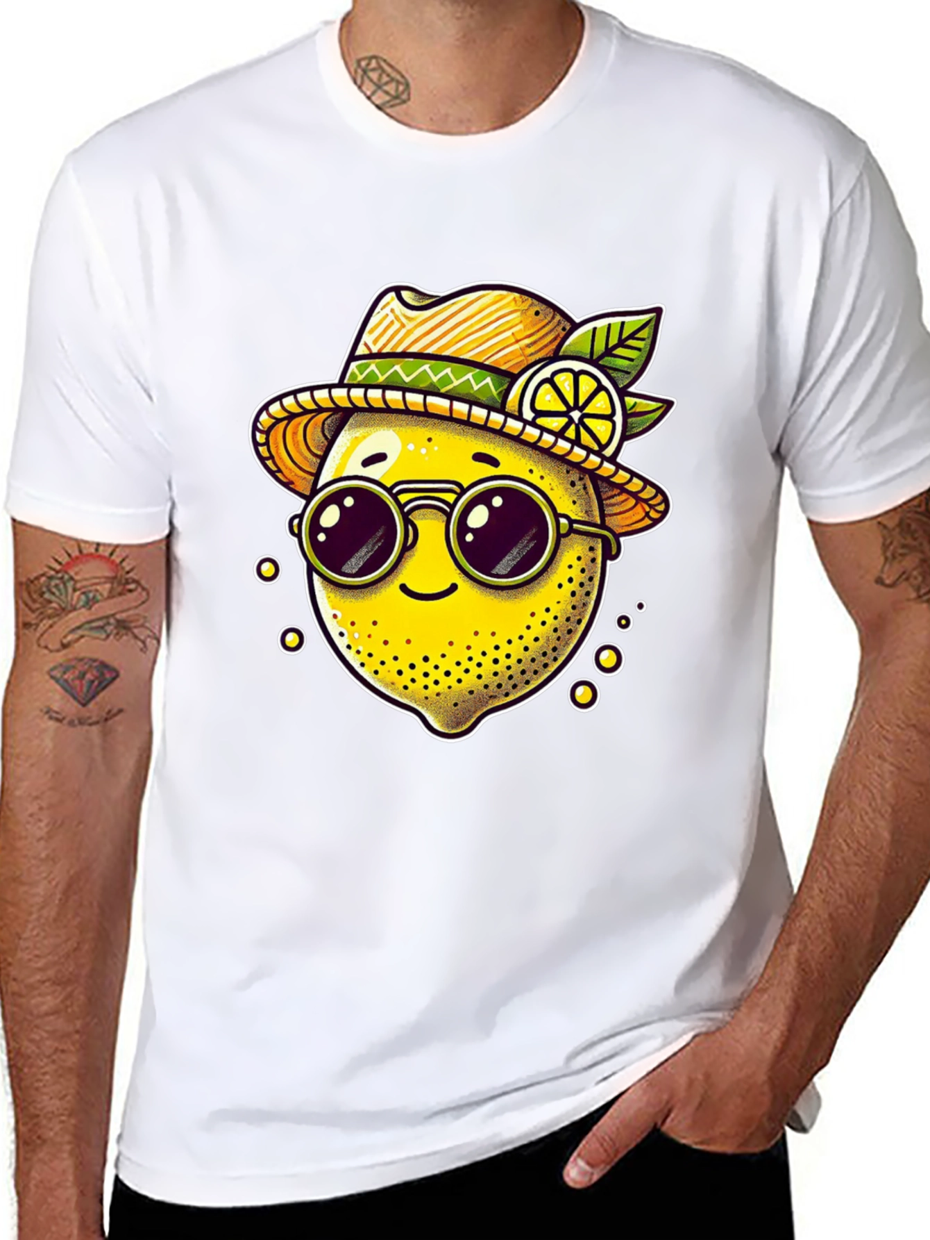 Black Funky Lemon Tee - Cool Fruit Graphic Shirt view 8