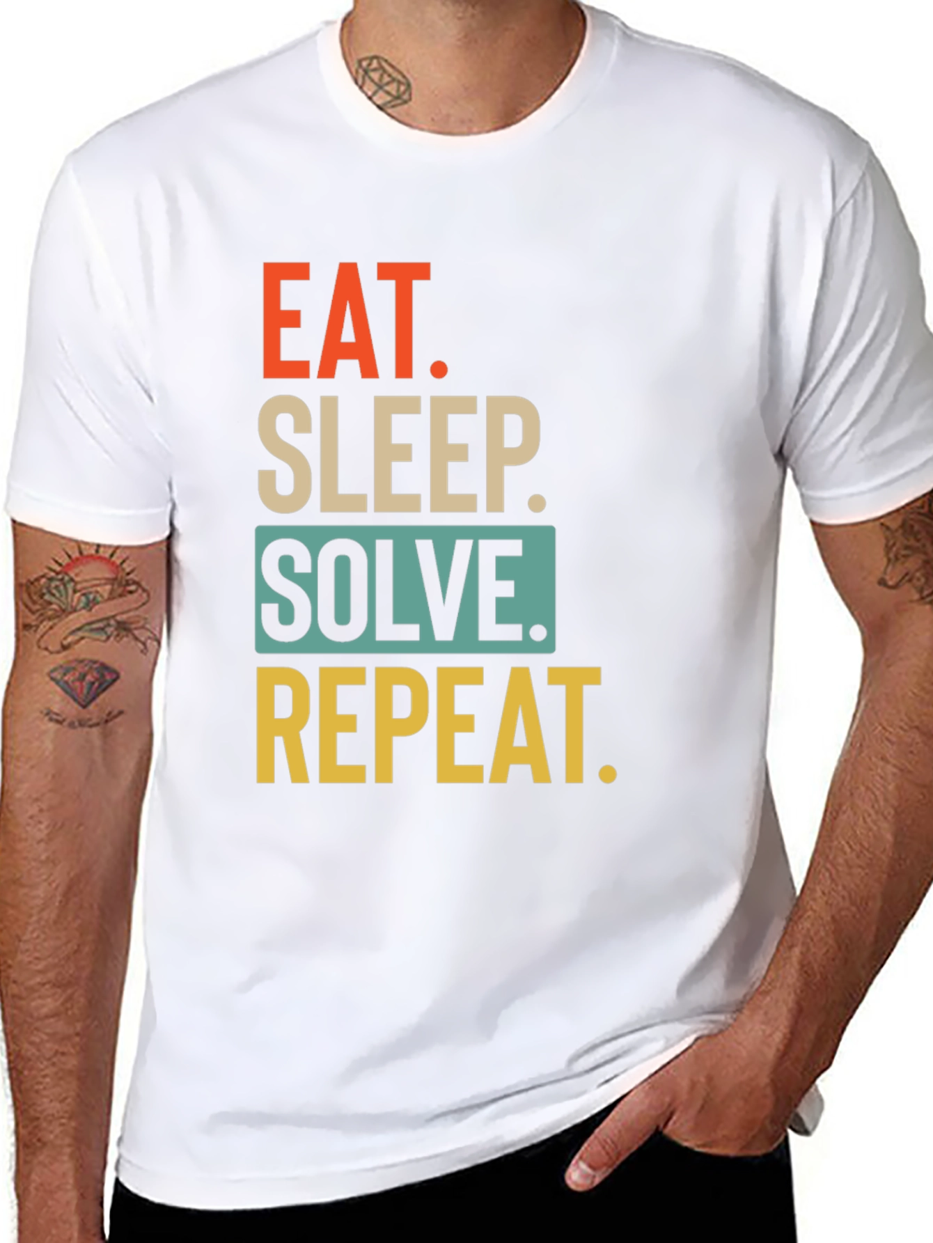 Black Eat Sleep Solve Repeat Black T-Shirt view 8