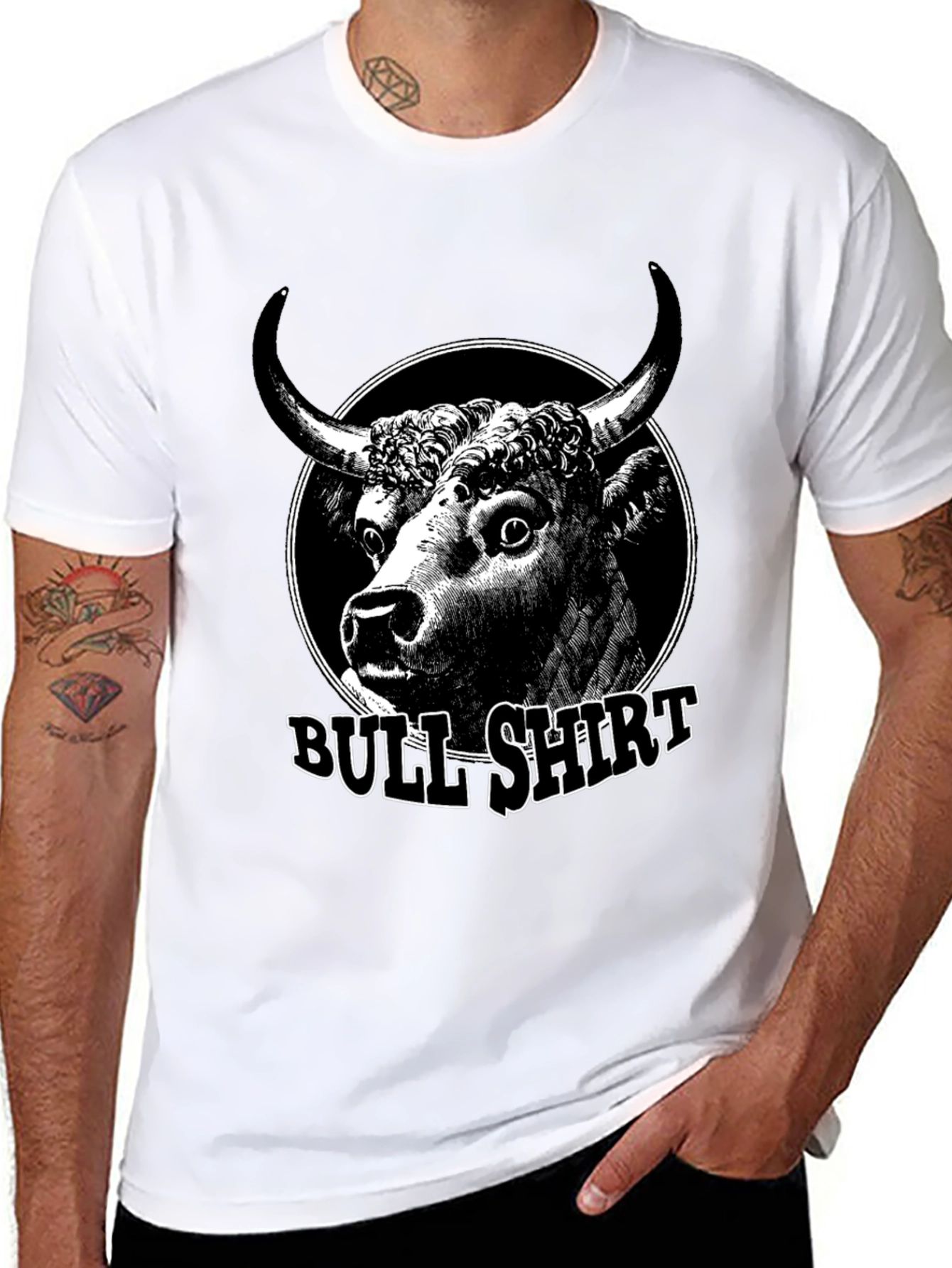 Black Bull Shirt Graphic Tee - Mens Black Cotton T-Shirt view 8