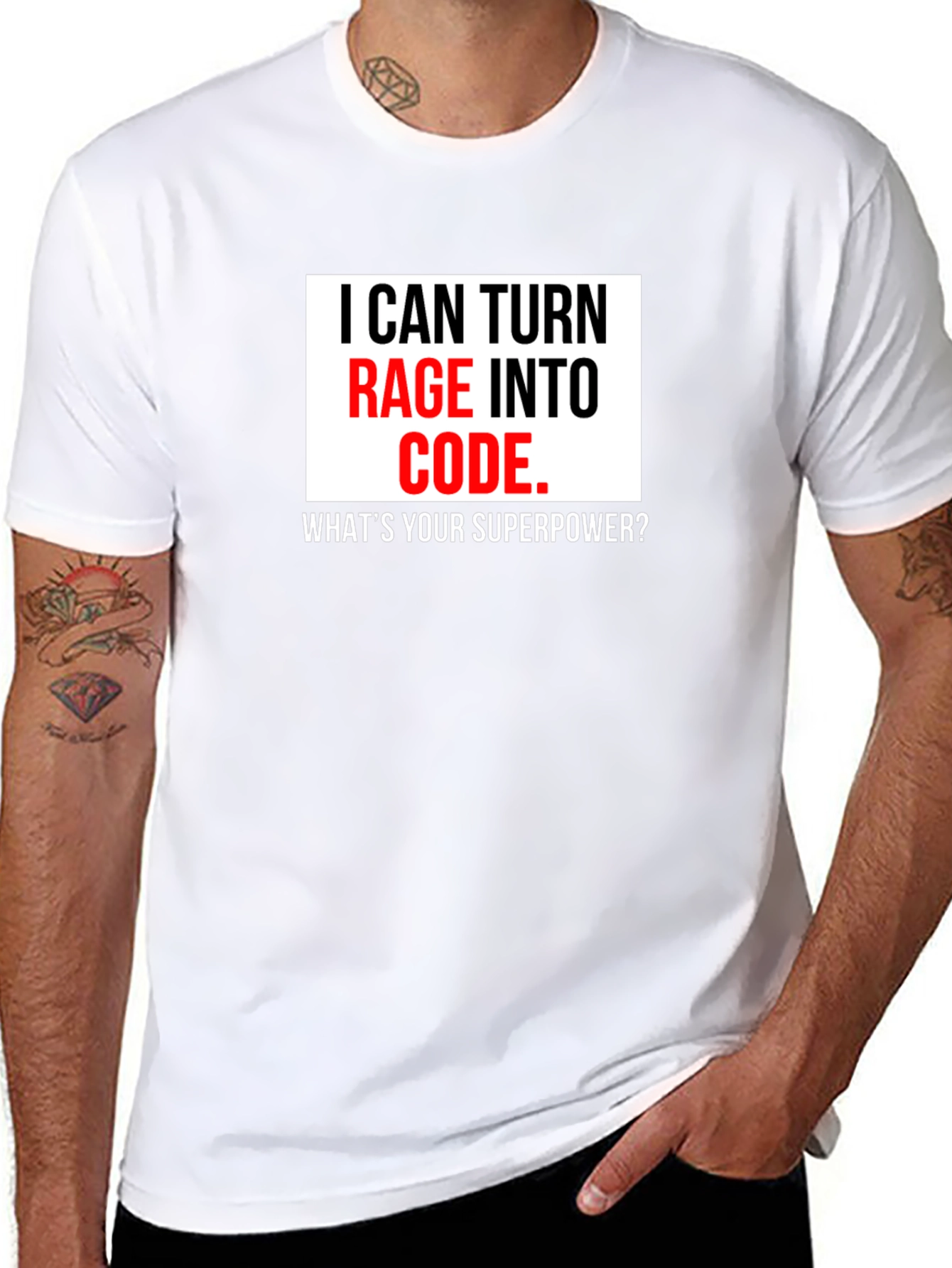 Black Rage Into Code T-Shirt - Programmer Superpower Tee view 8