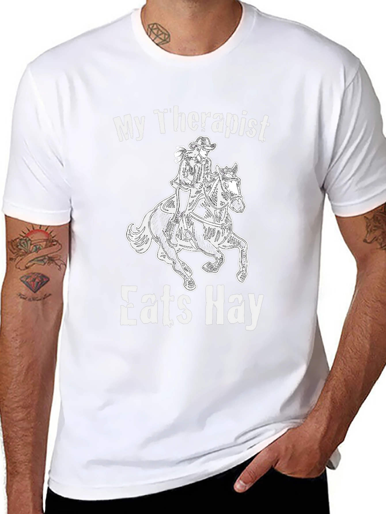 Black My Therapist Eats Hay Graphic Tee view 8