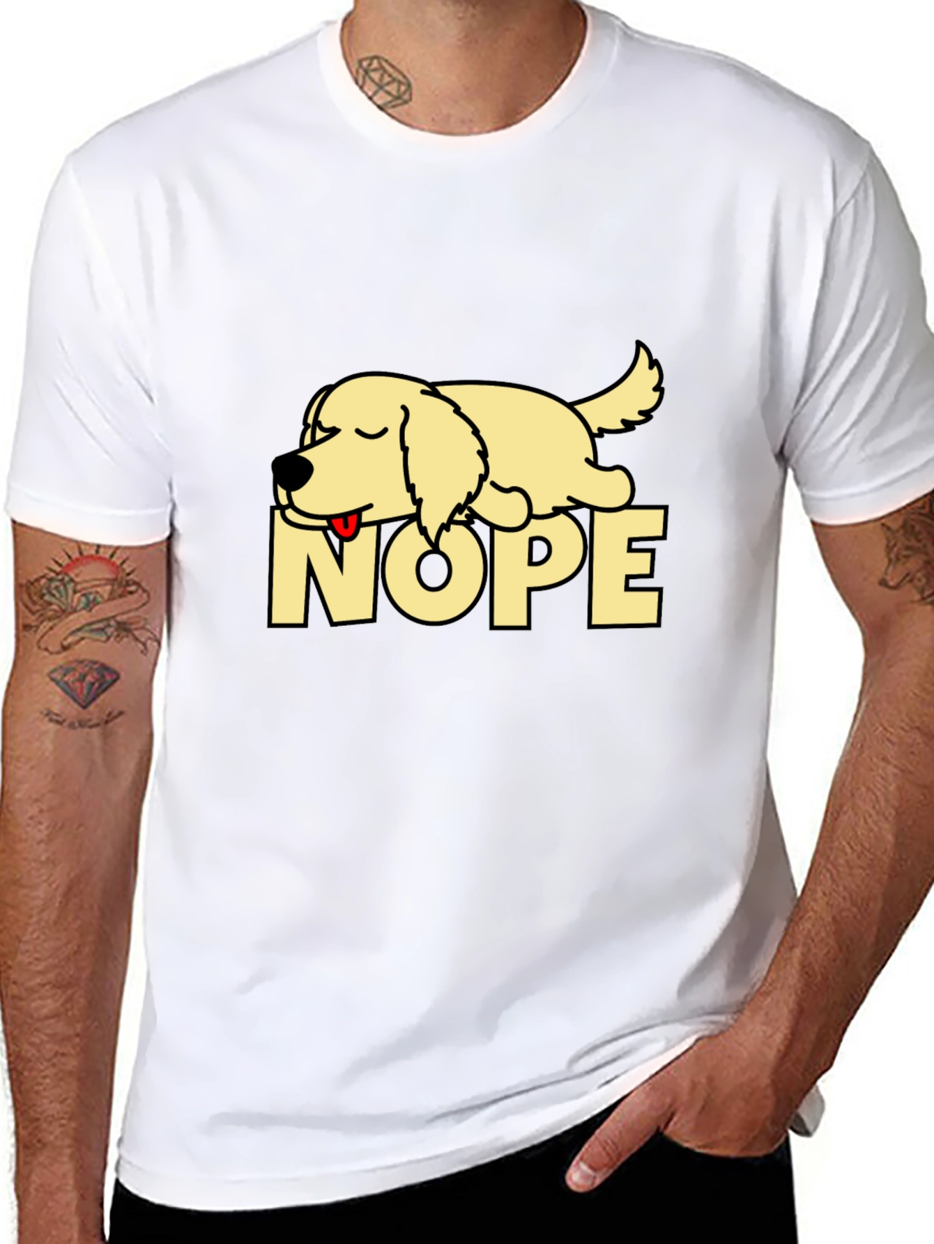Black Nope Lazy Dog Graphic T-Shirt - Relaxed Fit view 8