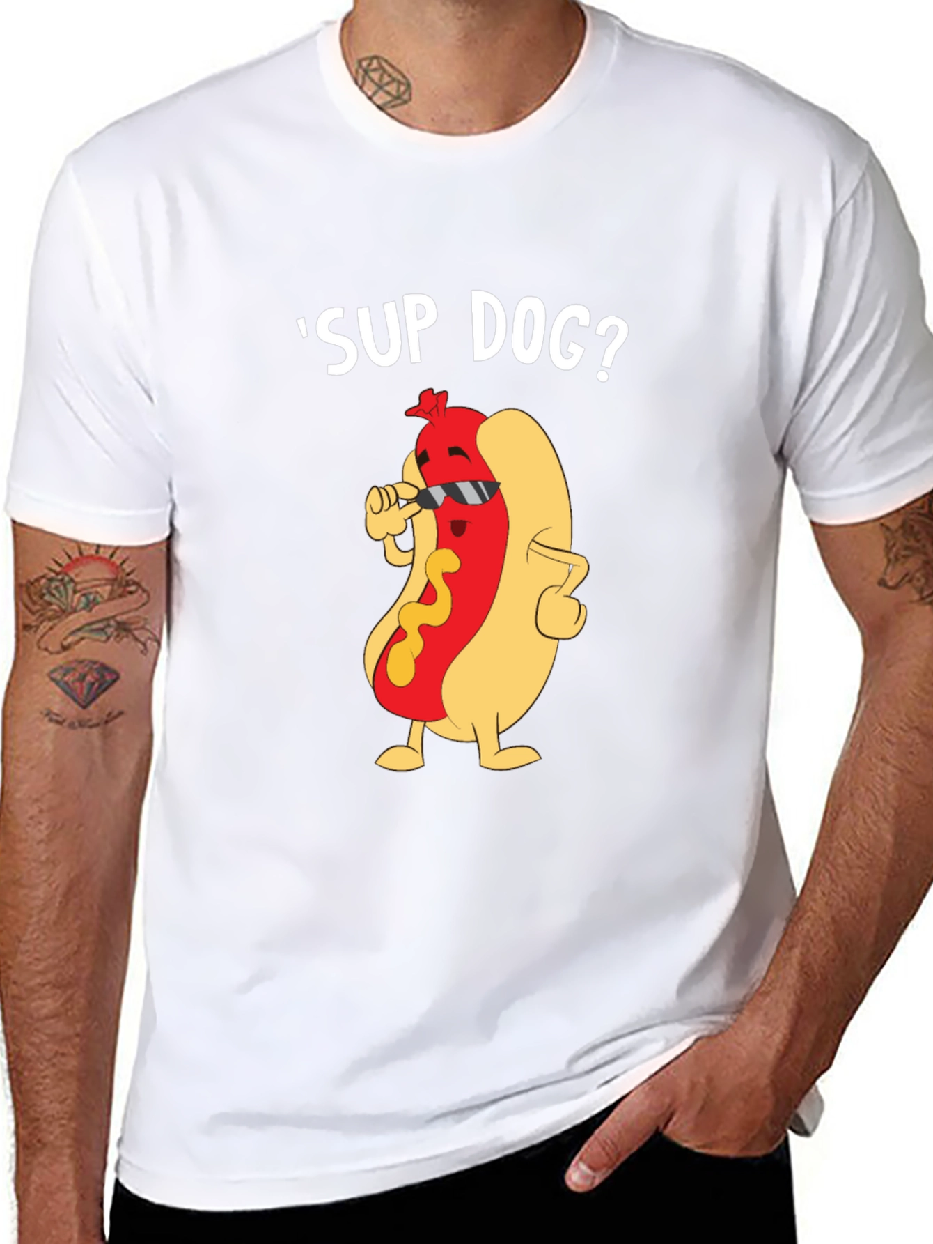 Black Cool Hot Dog Graphic Tee - Funny Pun T-Shirt view 8