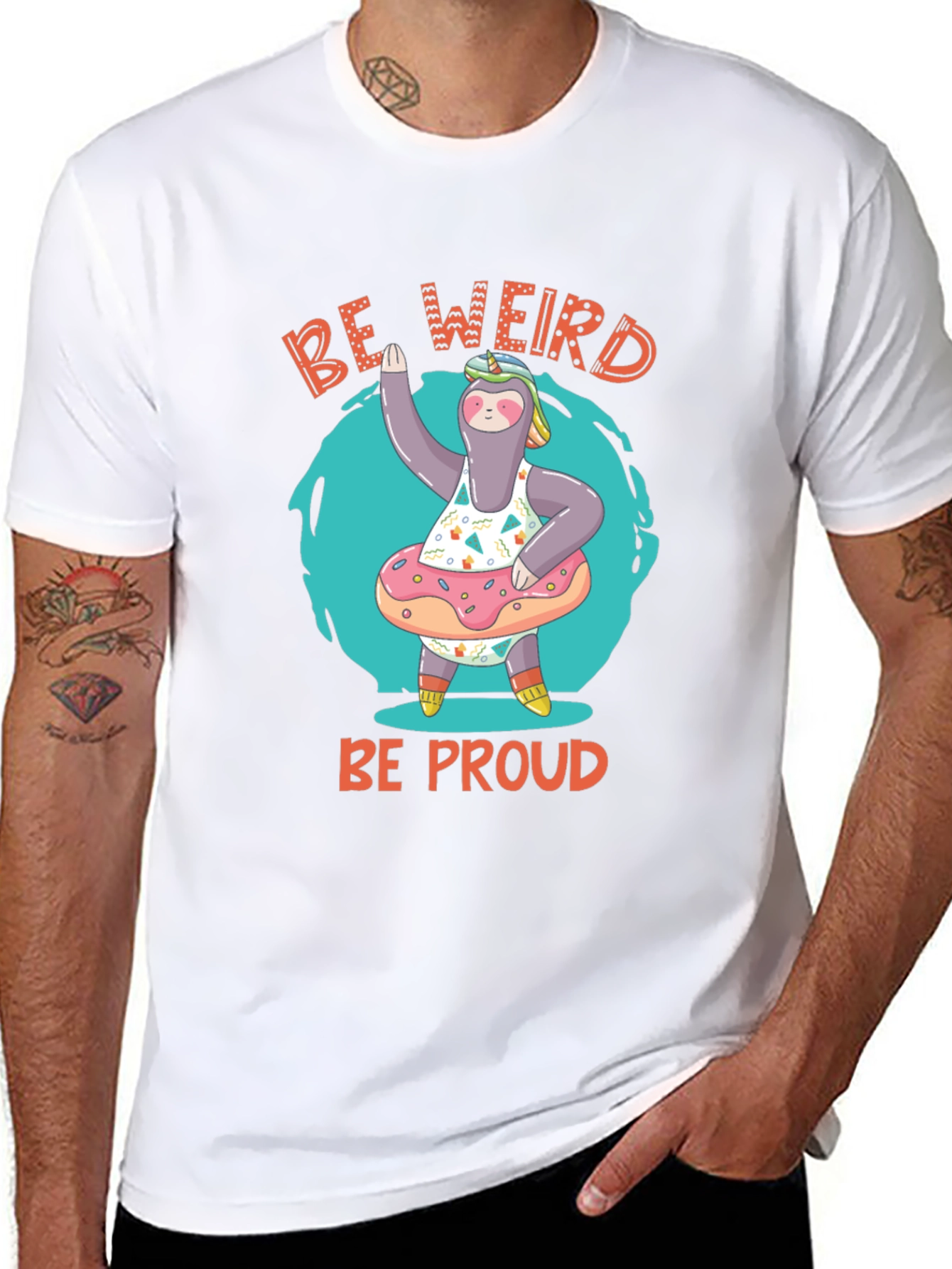 Black Be Weird Be Proud Sloth T-Shirt view 8