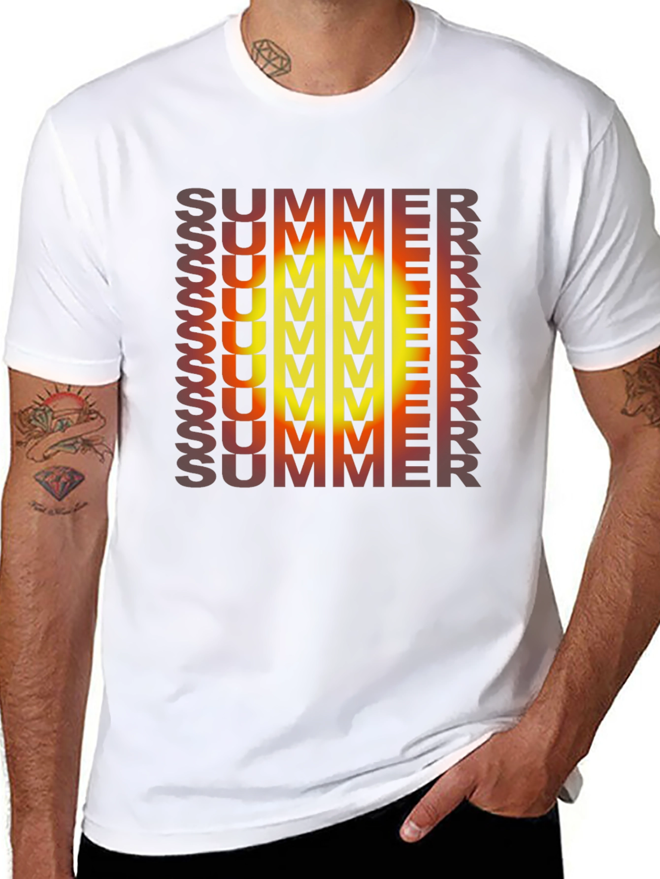 Black Summer Gradient Graphic Tee view 8