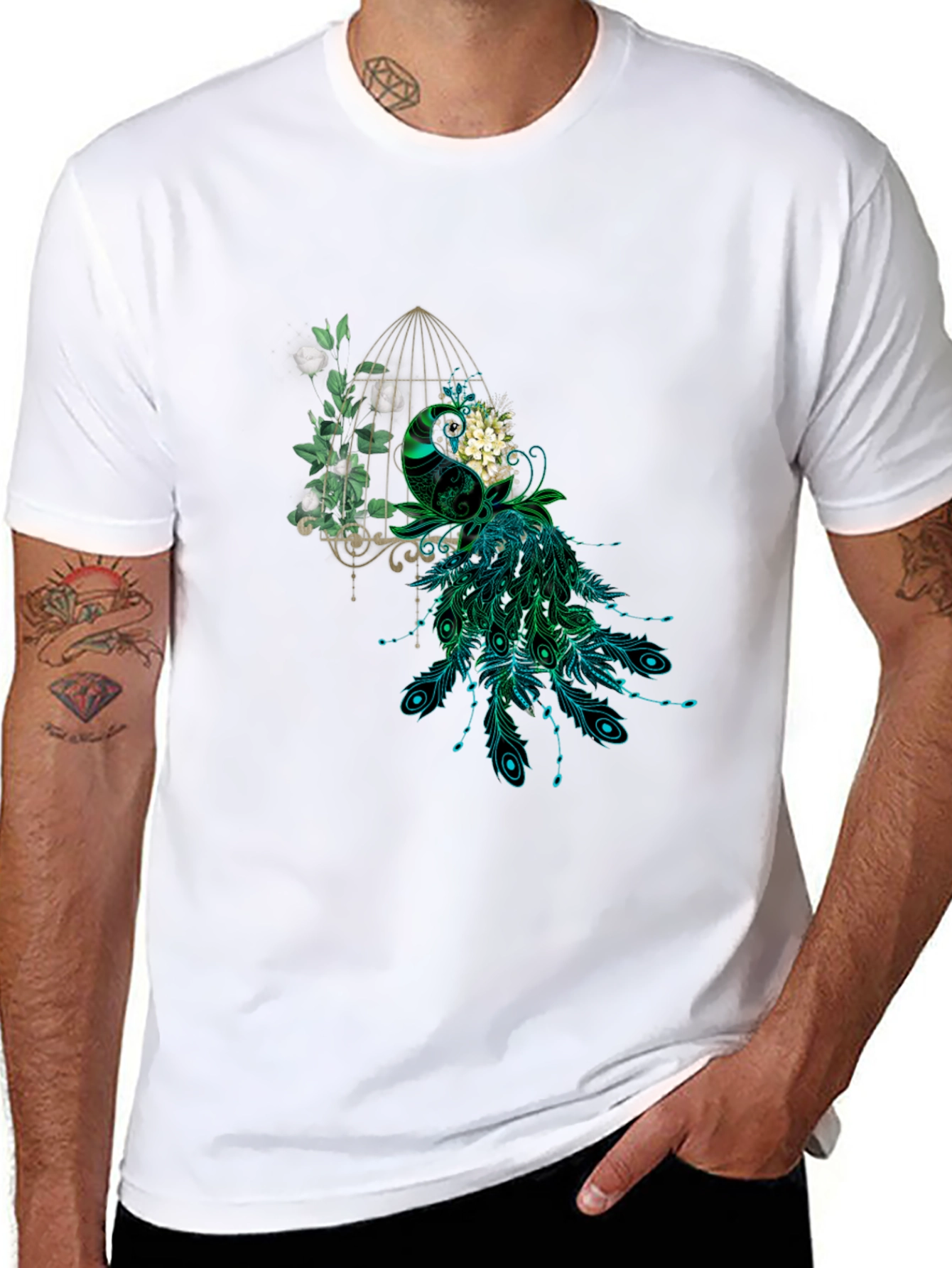 Peacock Cage Graphic T-Shirt - 8