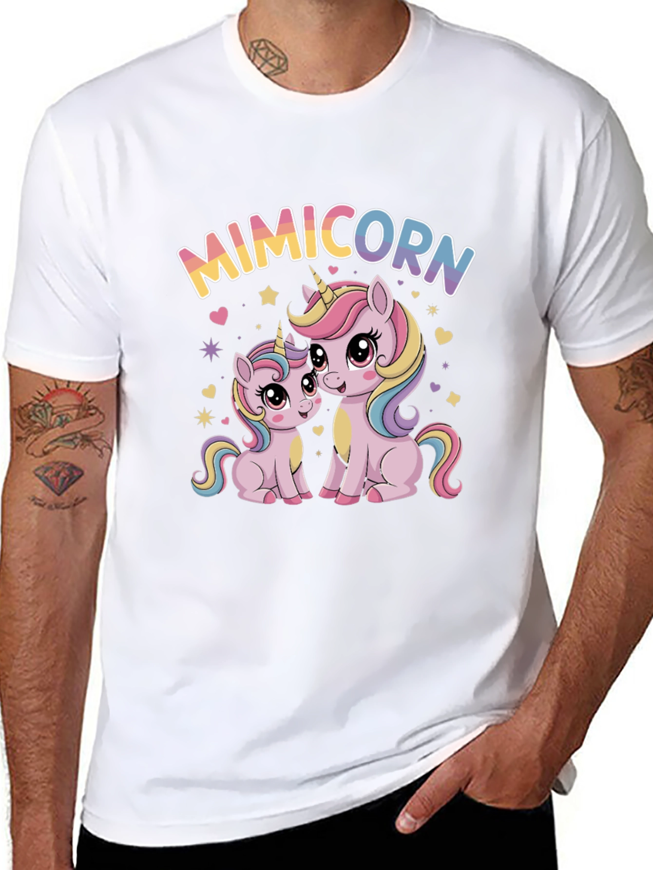 Black Mimicorn Unicorn Graphic Black T-Shirt view 8