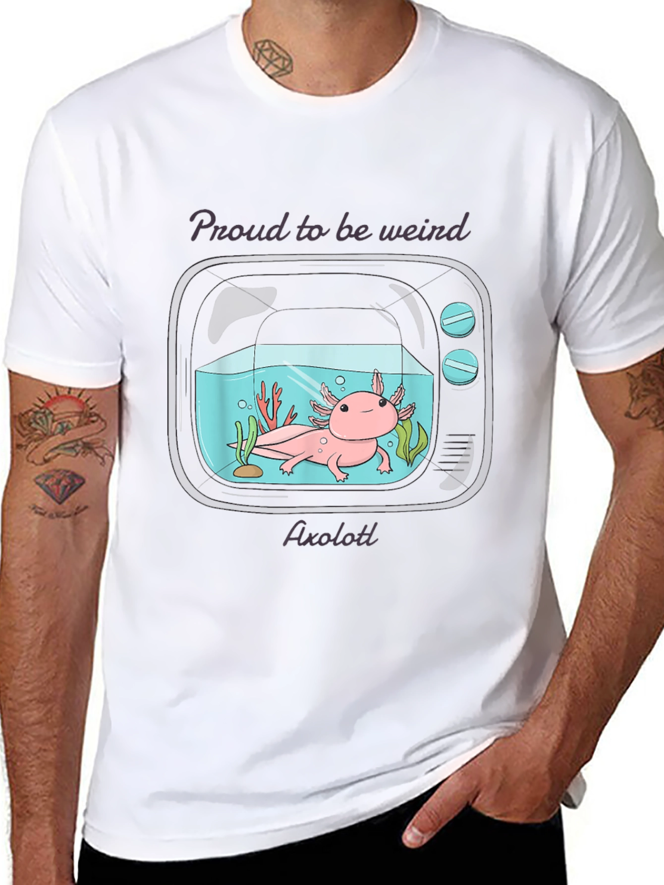 Black Proud to be Weird Axolotl T-Shirt view 8