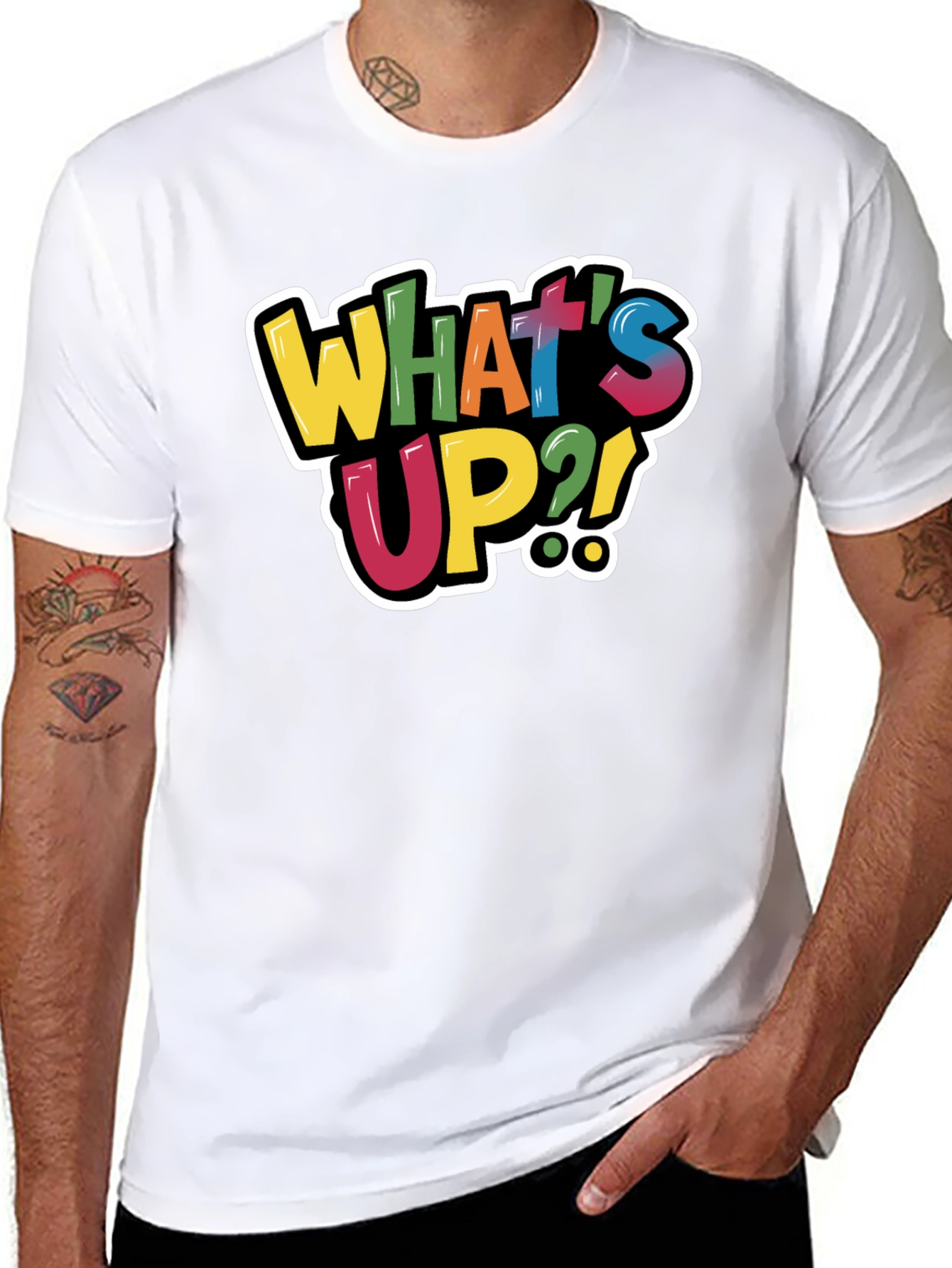 Black What's Up?! Graphic Tee - Trendy Casual Black T-Shirt view 8