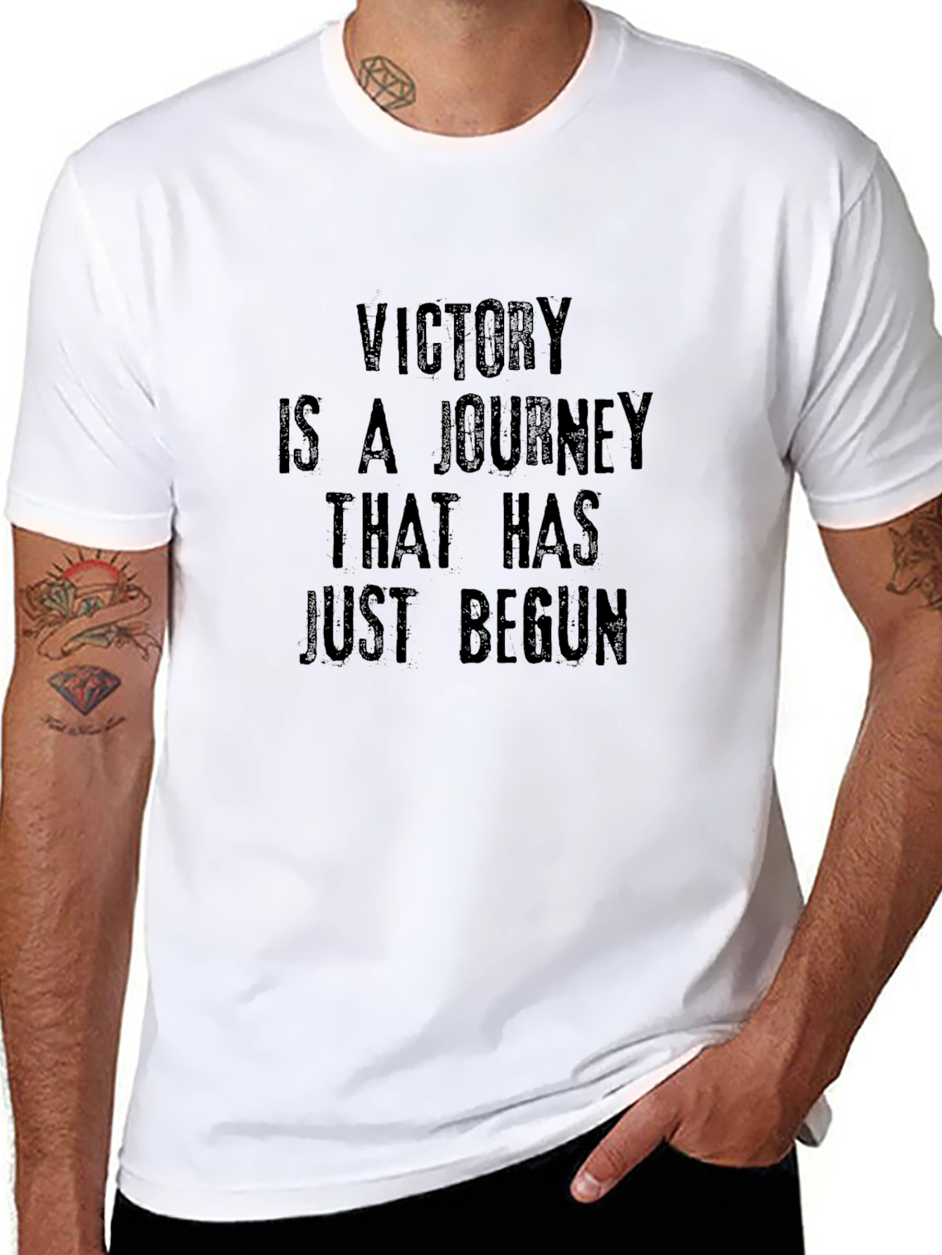 Black Motivational Victory Journey Black T-Shirt view 8