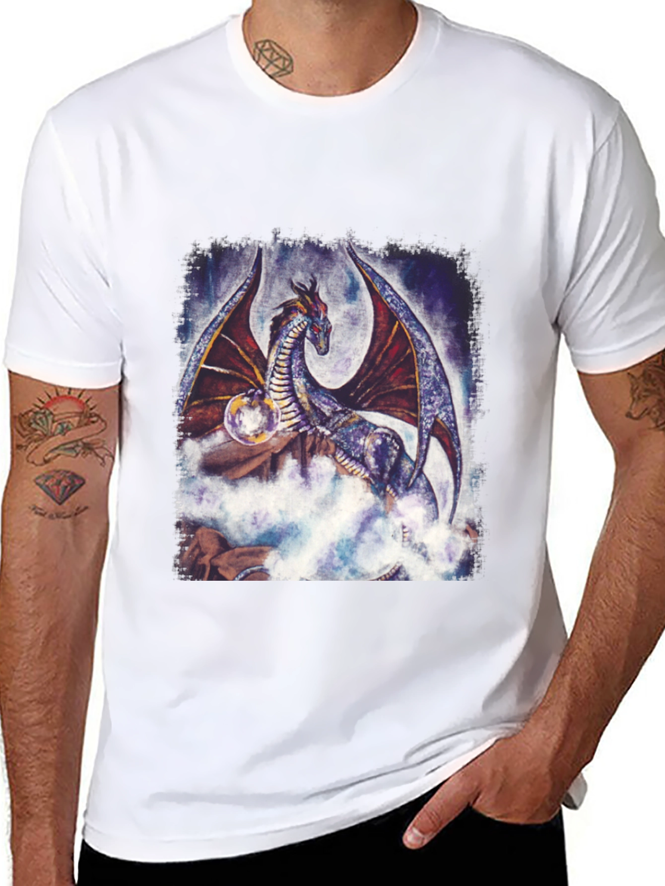 Black Dragon Graphic Tee - Fantasy Art T-Shirt view 8