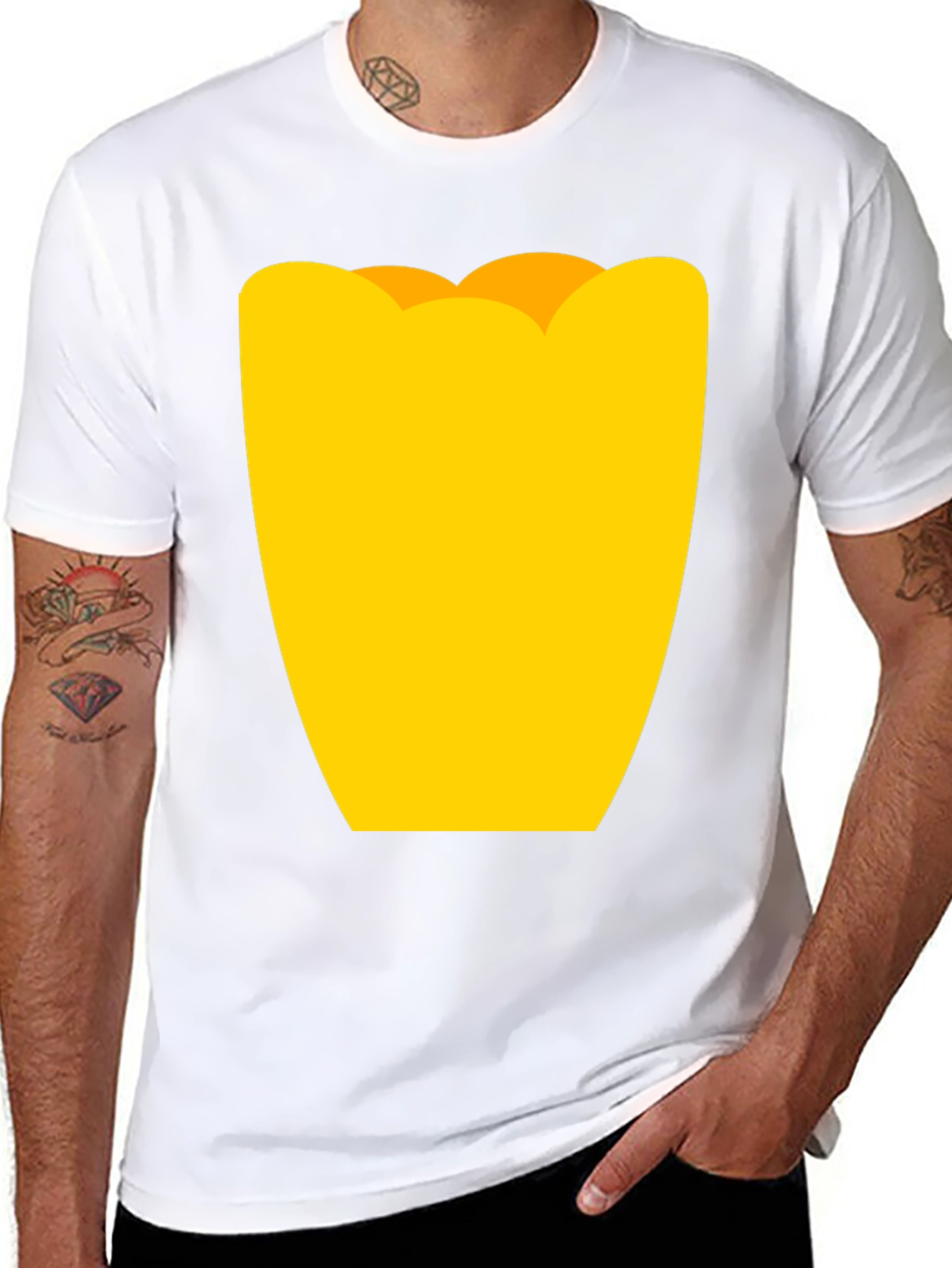 Black Mens Black Graphic Tee - Yellow Tulip Design view 8