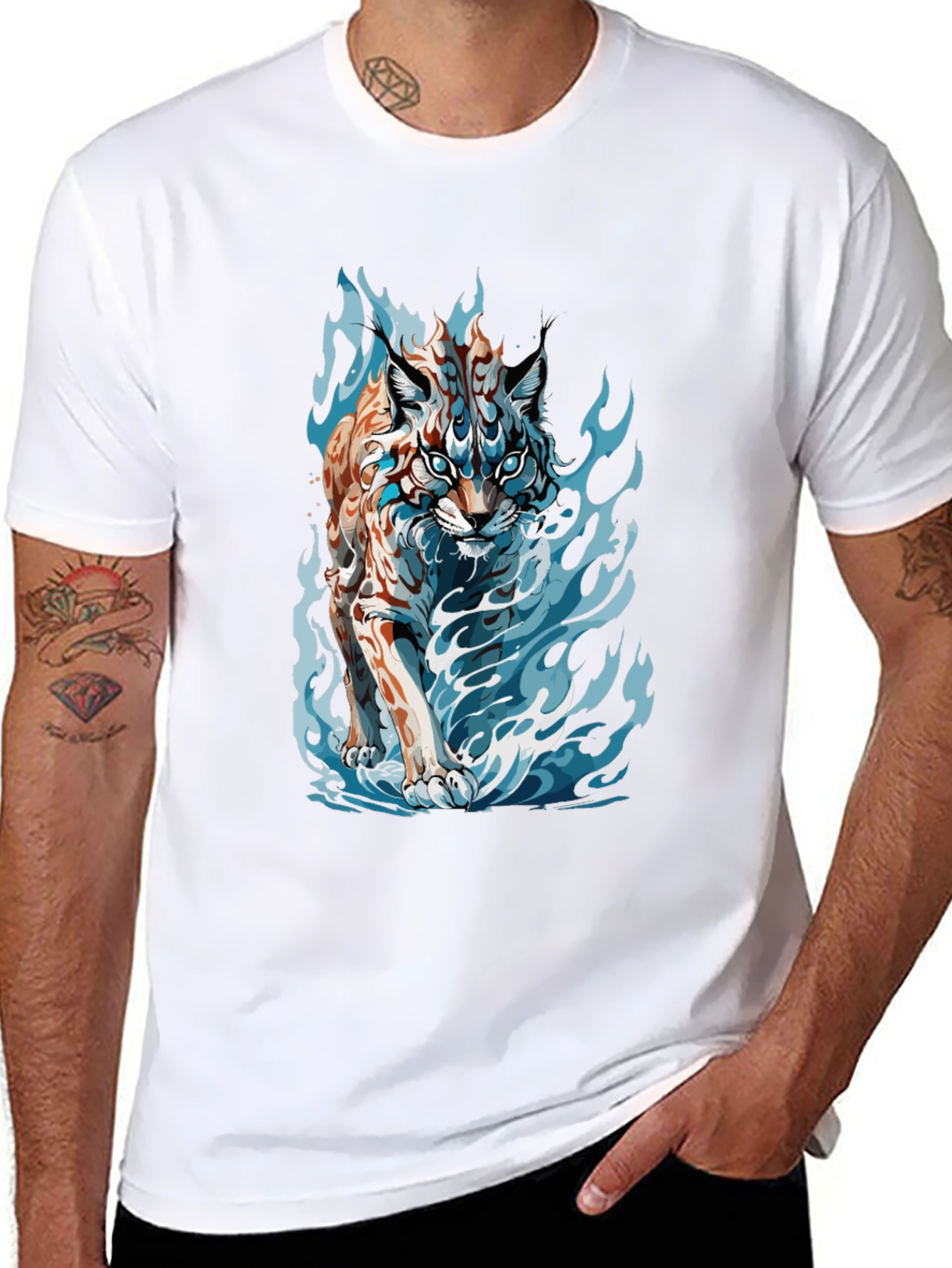 Black Tiger Fire Graphic Black Tee view 8