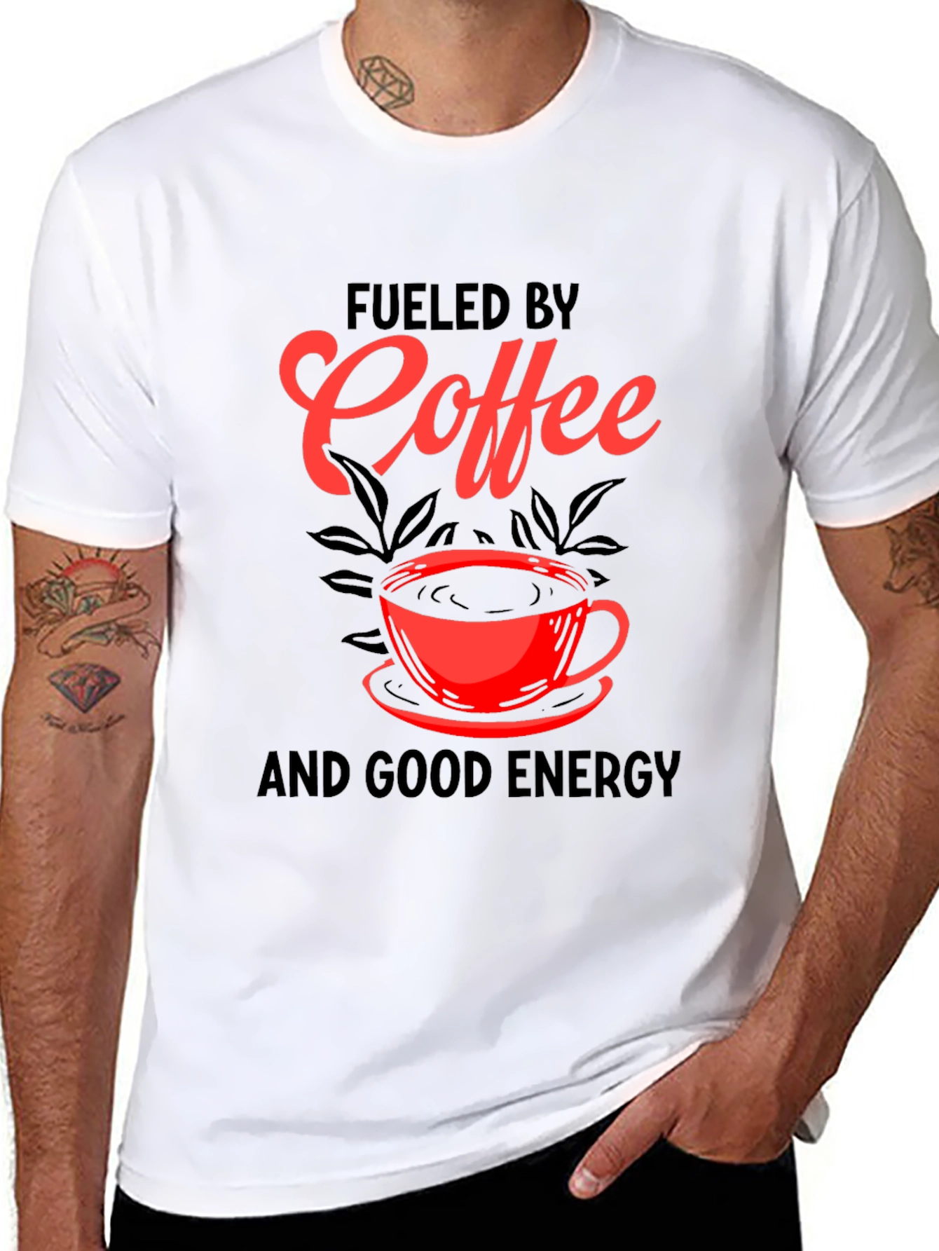 Black Fueled by Coffee Graphic Tee - Black Cotton Blend view 8