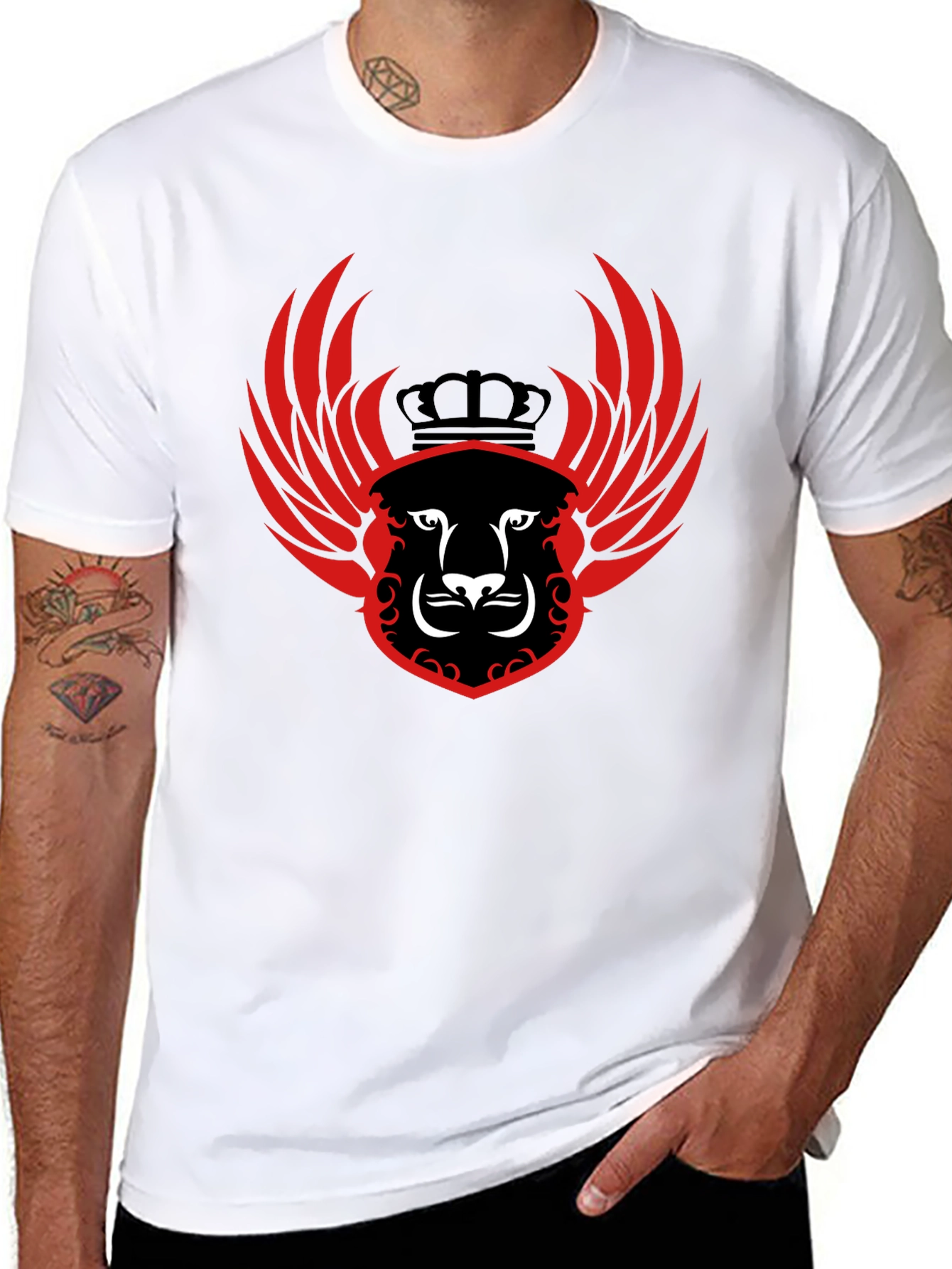 Black Winged Lion Crest Black T-Shirt view 8