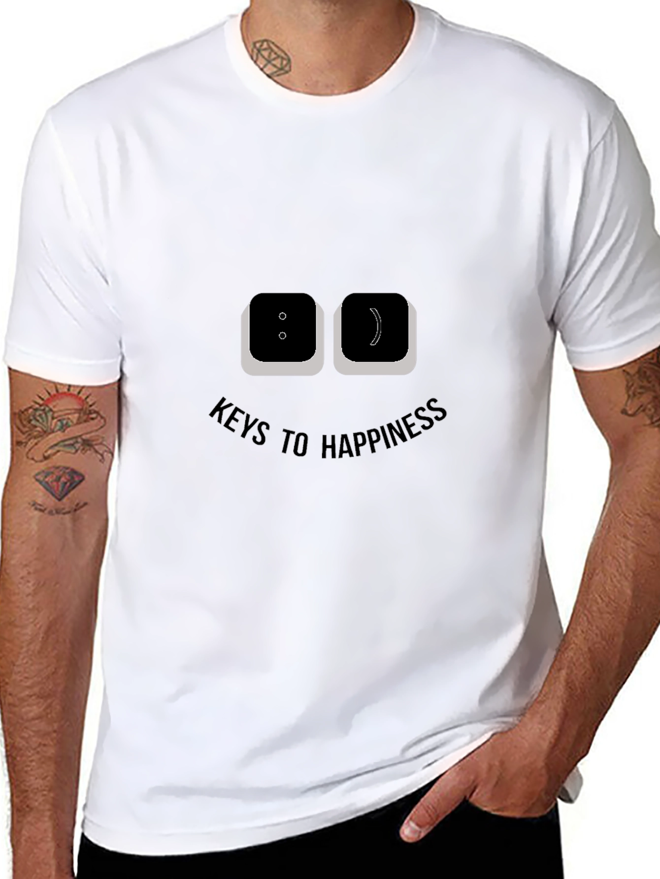 Black Keys to Happiness Graphic Tee - Black Cotton T-Shirt view 8