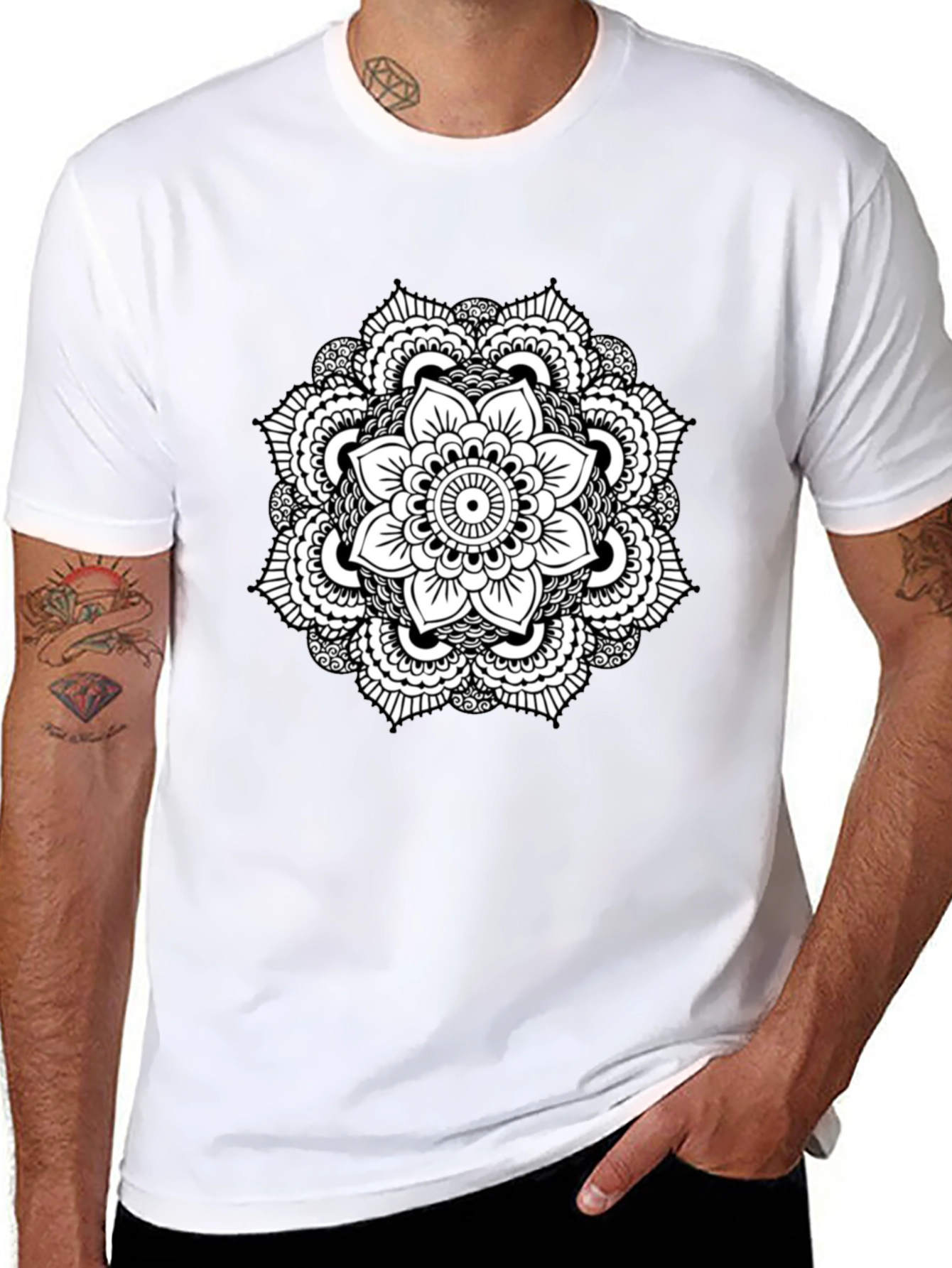 Black Black Mandala Graphic Tee view 8