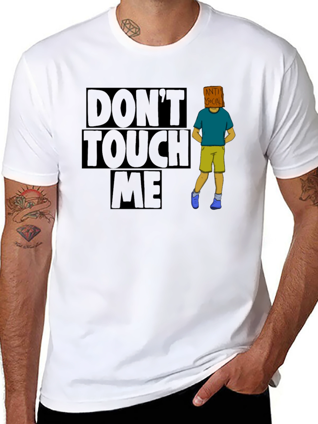 Black Don't Touch Me Anti Social T-Shirt view 8