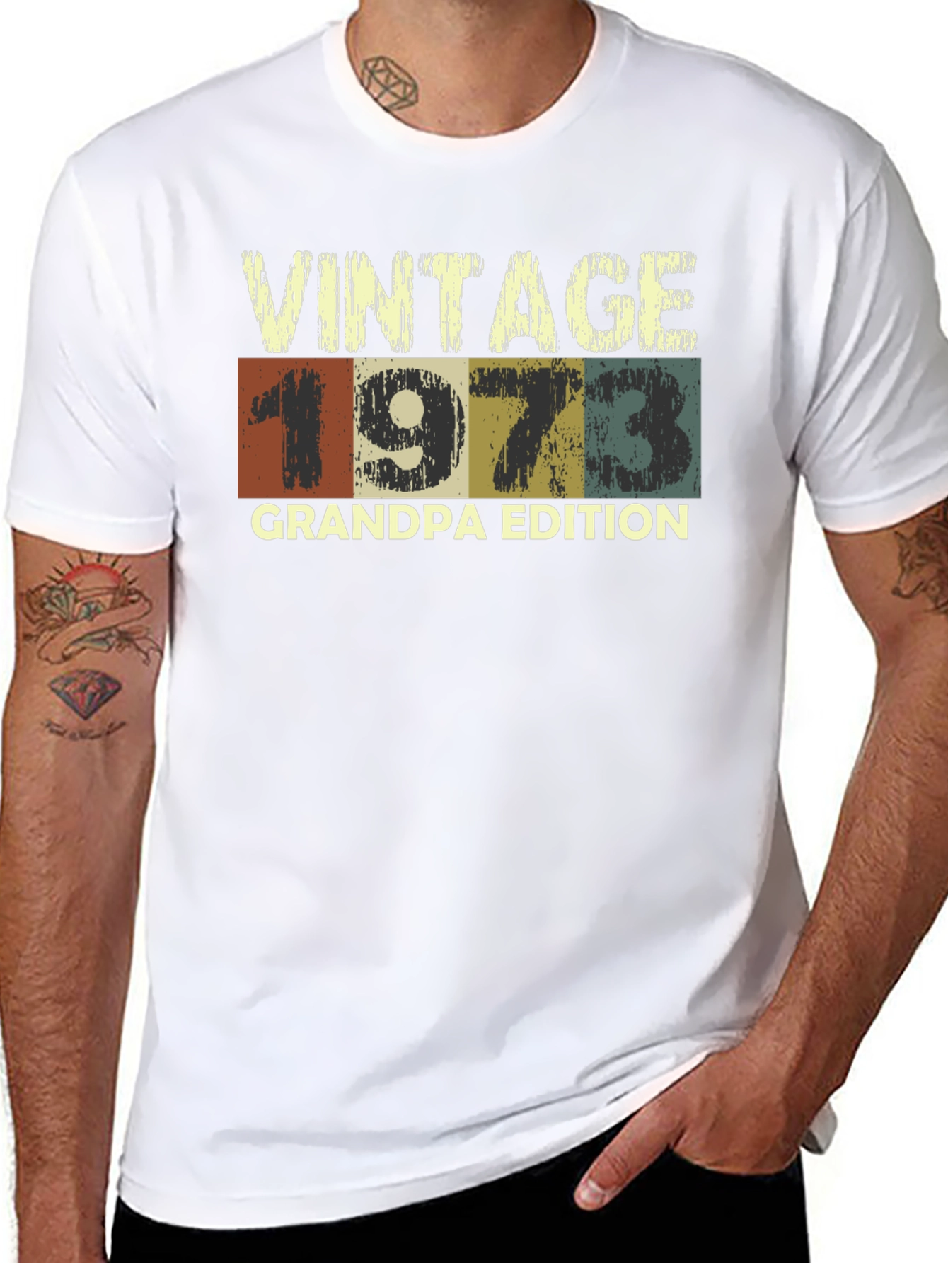 Black Vintage 1973 Grandpa Edition Graphic T-Shirt view 8