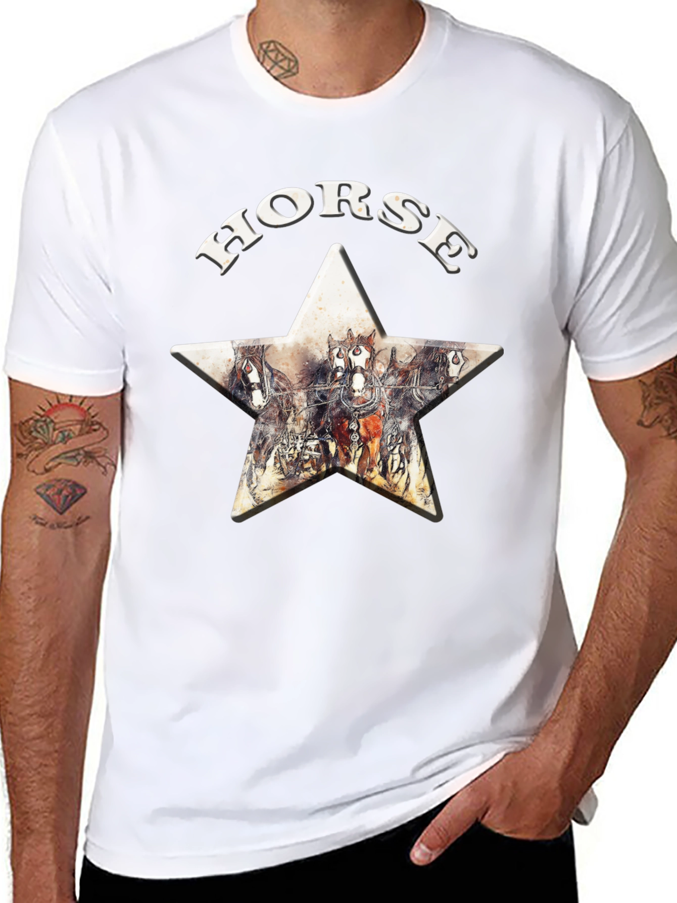 Black Horse Graphic Print Star Tee view 8
