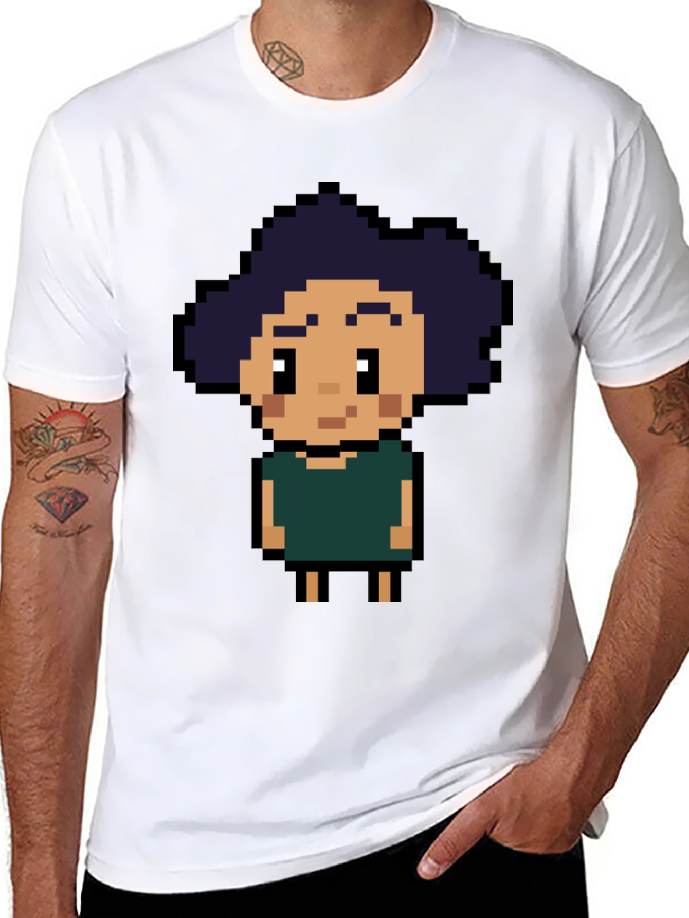 Black Pixel Art T-Shirt - Retro Gaming Style view 8