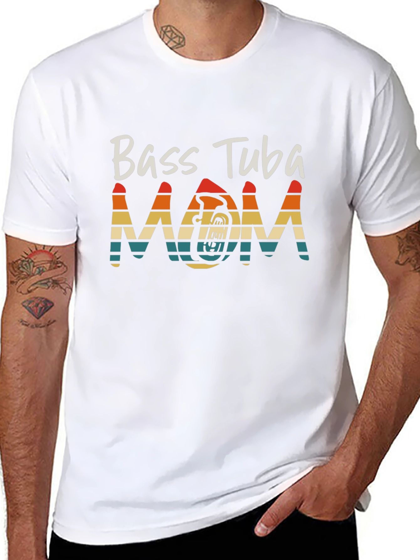 Black Bass Tuba Mom Graphic Tee - Music Lover Shirt view 8