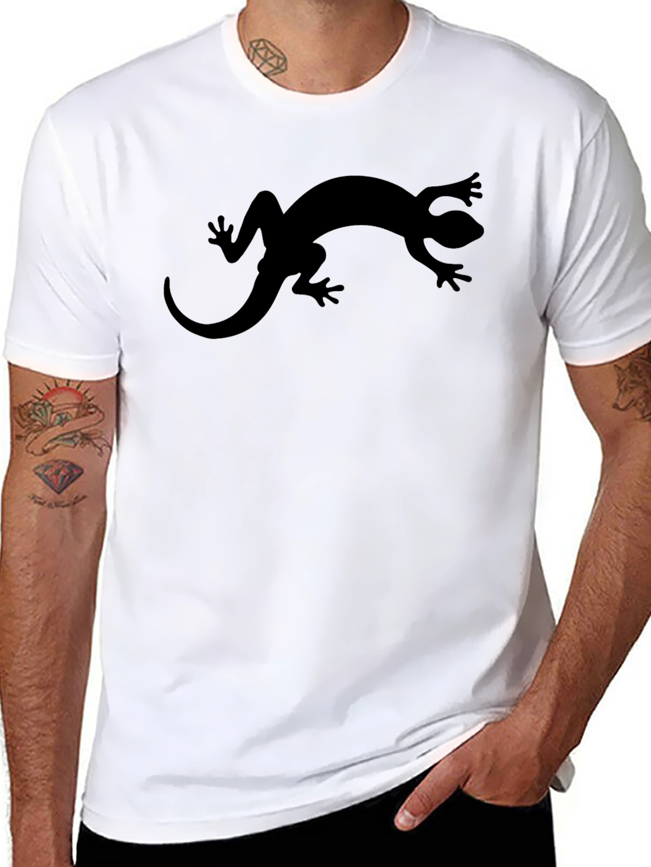 Black Black Lizard Graphic T-Shirt for Men view 8