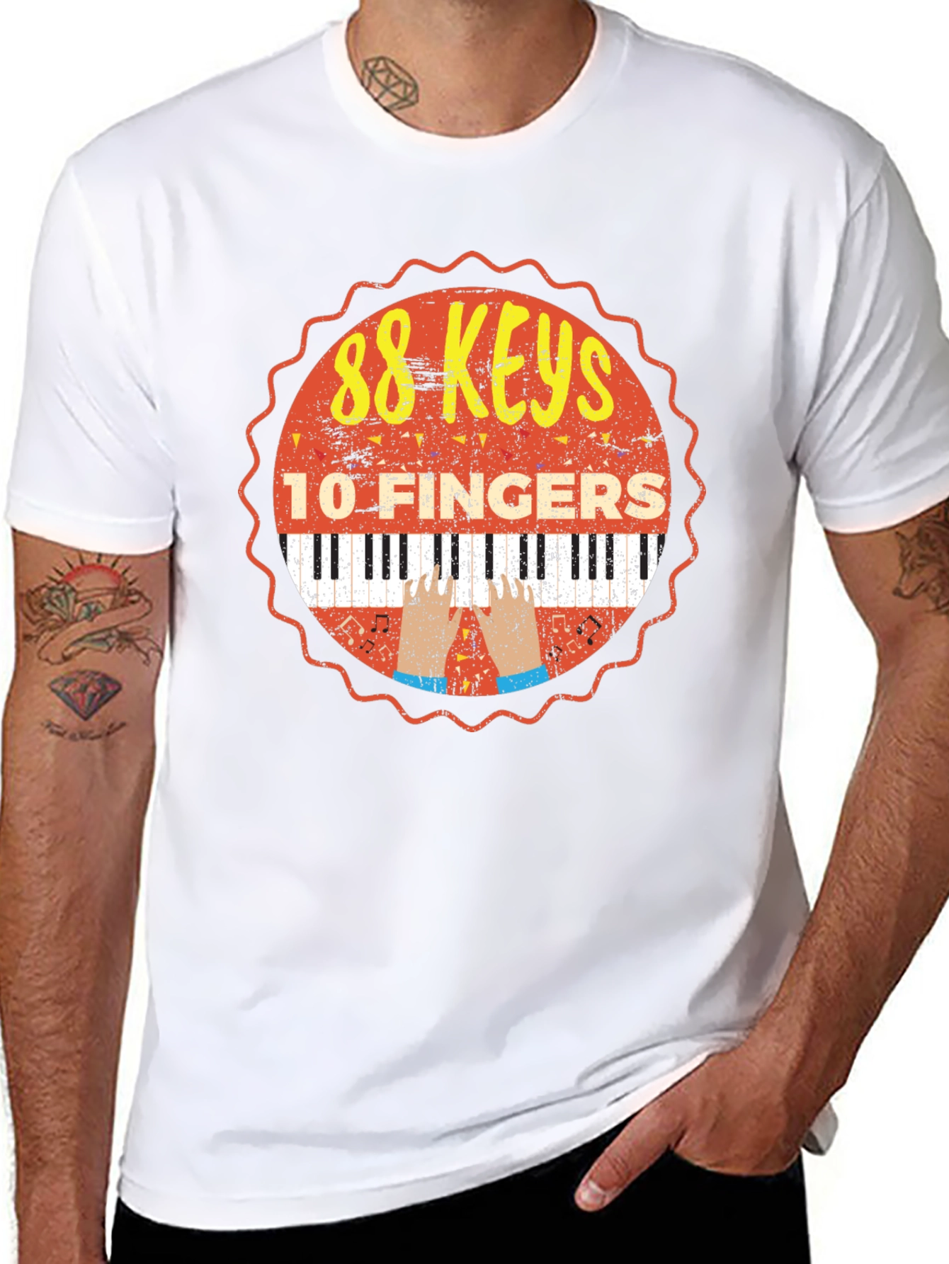 88 Keys 10 Fingers Graphic T-Shirt - Music Lover Tee - 8
