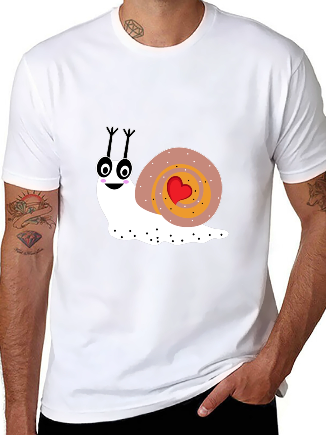 Black Cute Snail Graphic Tee - Love Bug T-Shirt view 8