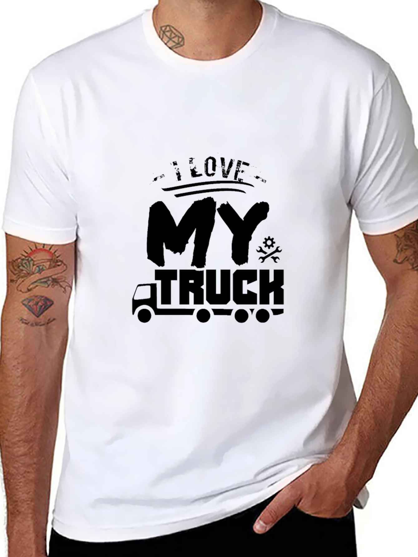 Black I Love My Truck Black Graphic Tee view 8