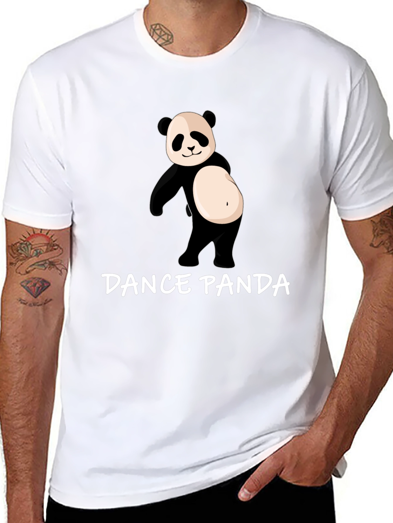 Black Dance Panda Graphic Tee - Black Cotton T-Shirt view 8