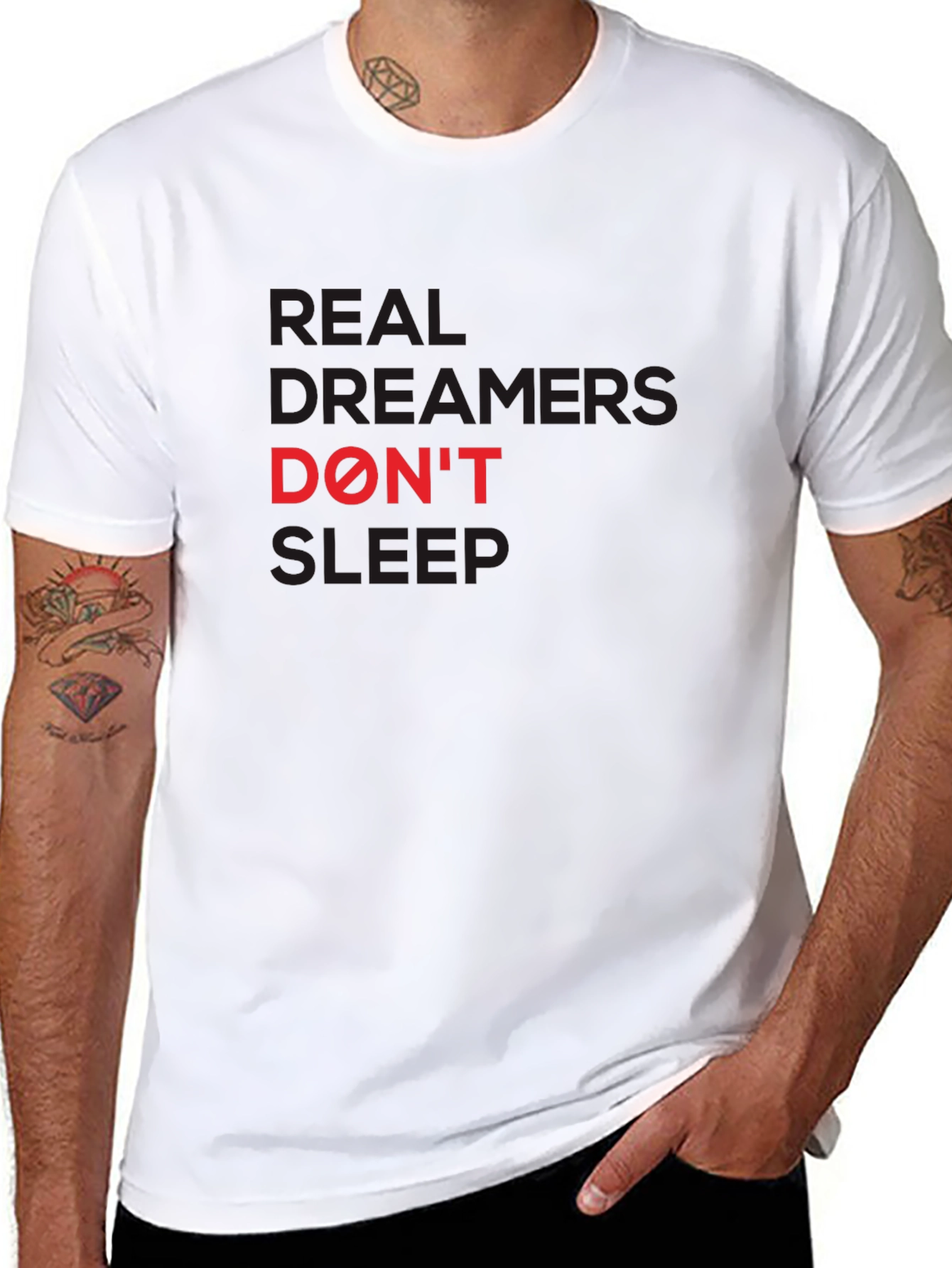 Black Real Dreamers Don't Sleep Graphic Tee view 8