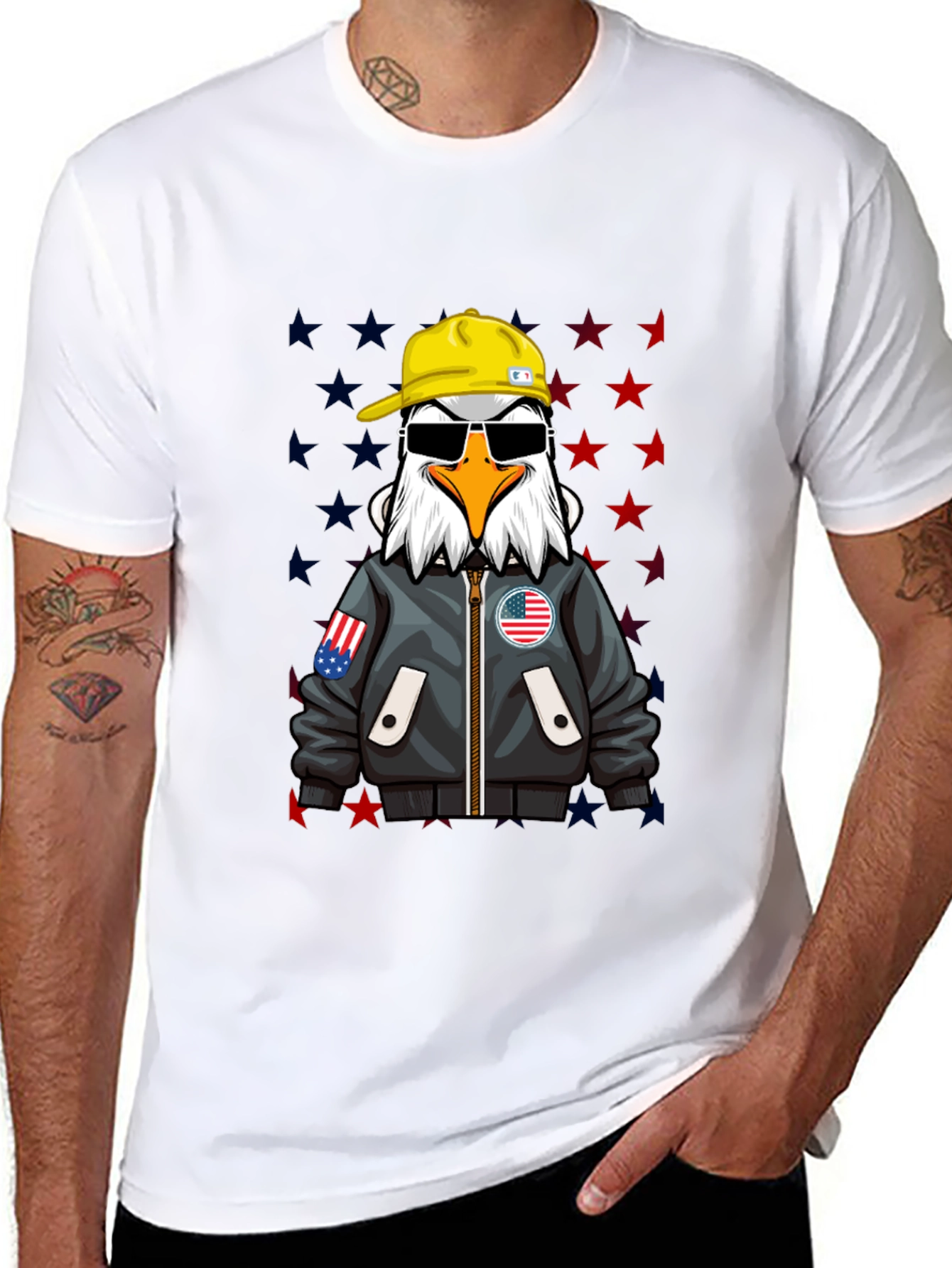 Black American Eagle Graphic Tee - Cool Patriotic Design view 8