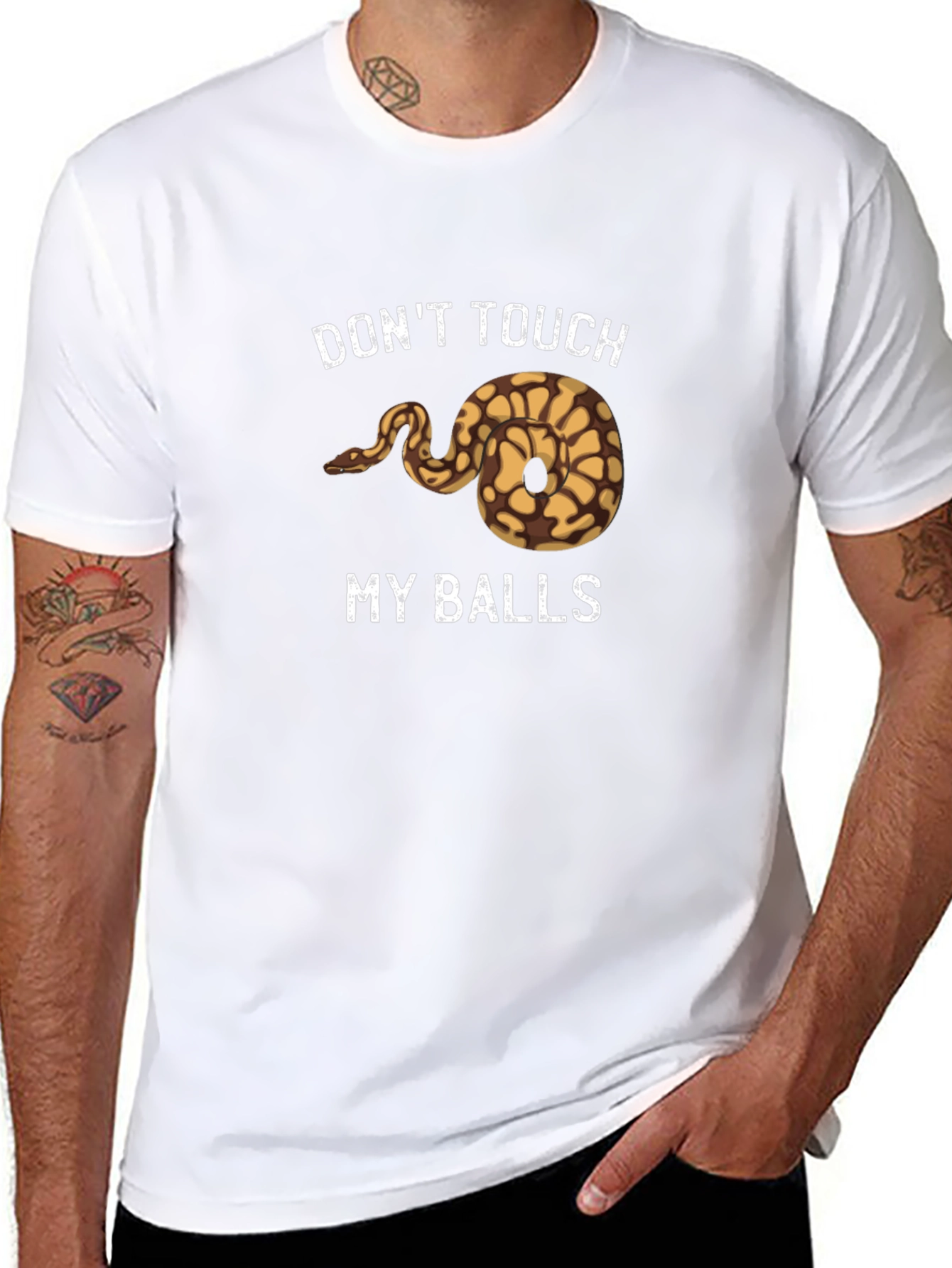Black Don't Touch My Balls Snake Graphic T-Shirt view 8