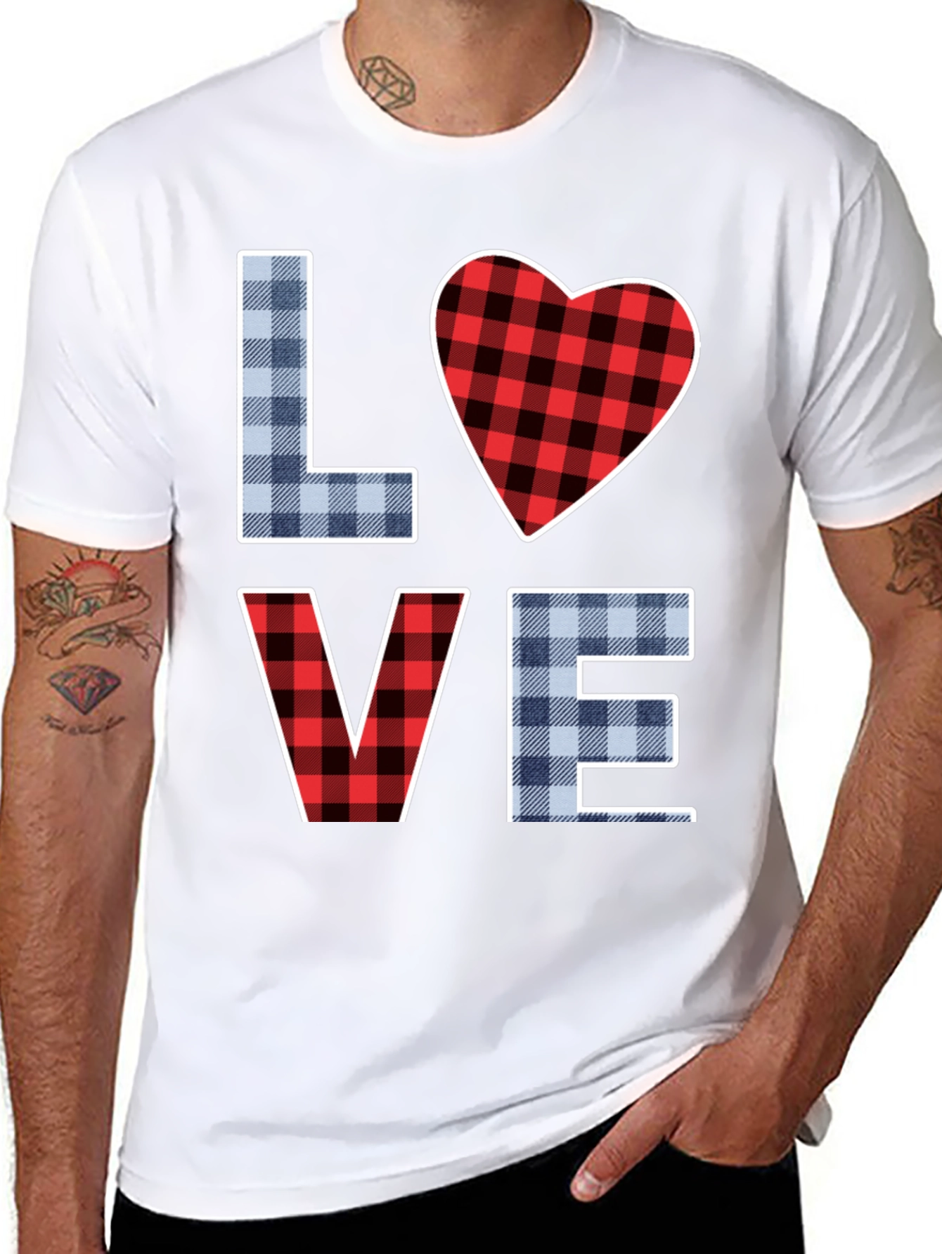 Plaid LOVE Graphic T-Shirt - 8