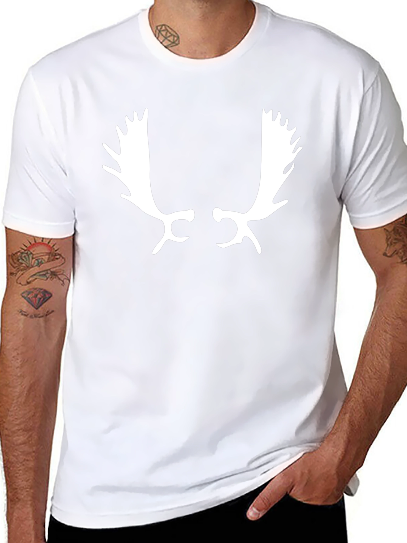 Black Antler Graphic Tee - Black Cotton T-Shirt view 8